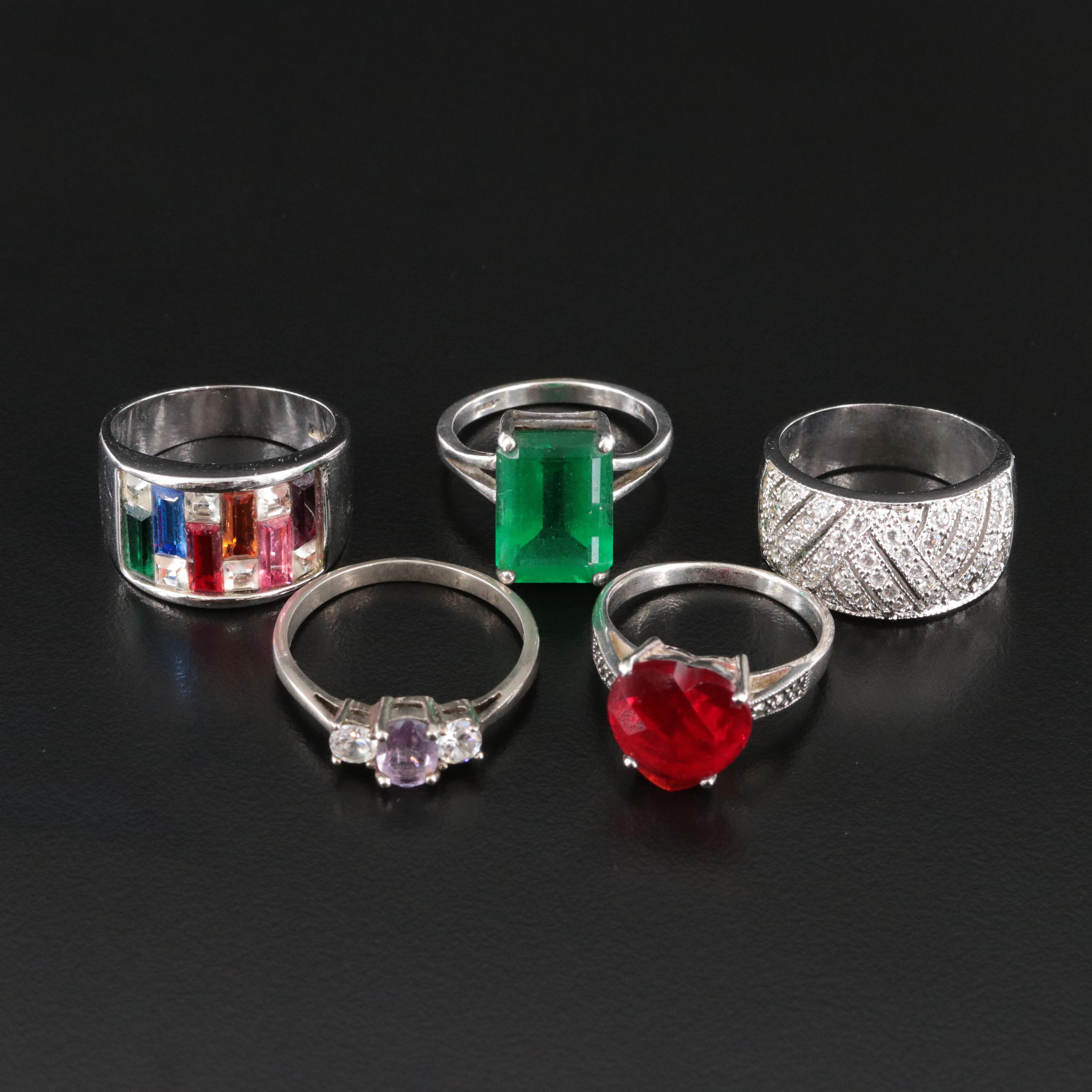 Amethyst,Cubic Zirconia and Glass Ring Collection