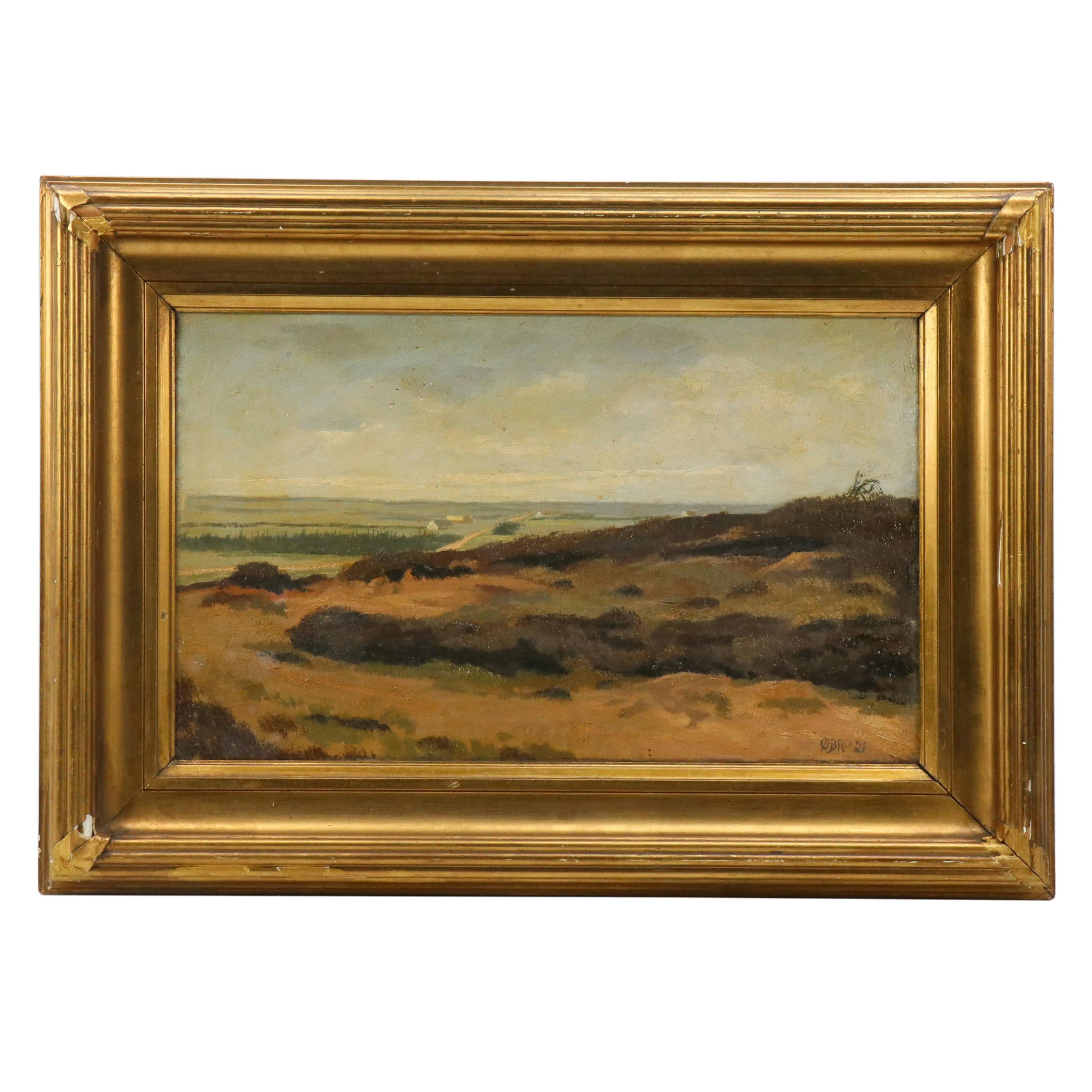Aage Øbro Oil Painting Landscape, 1921