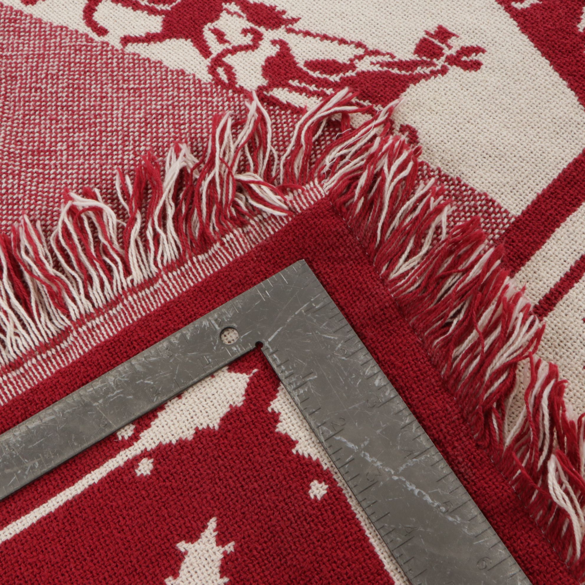 Woven Cotton Blanket Christmas Themed Fringed Blanket