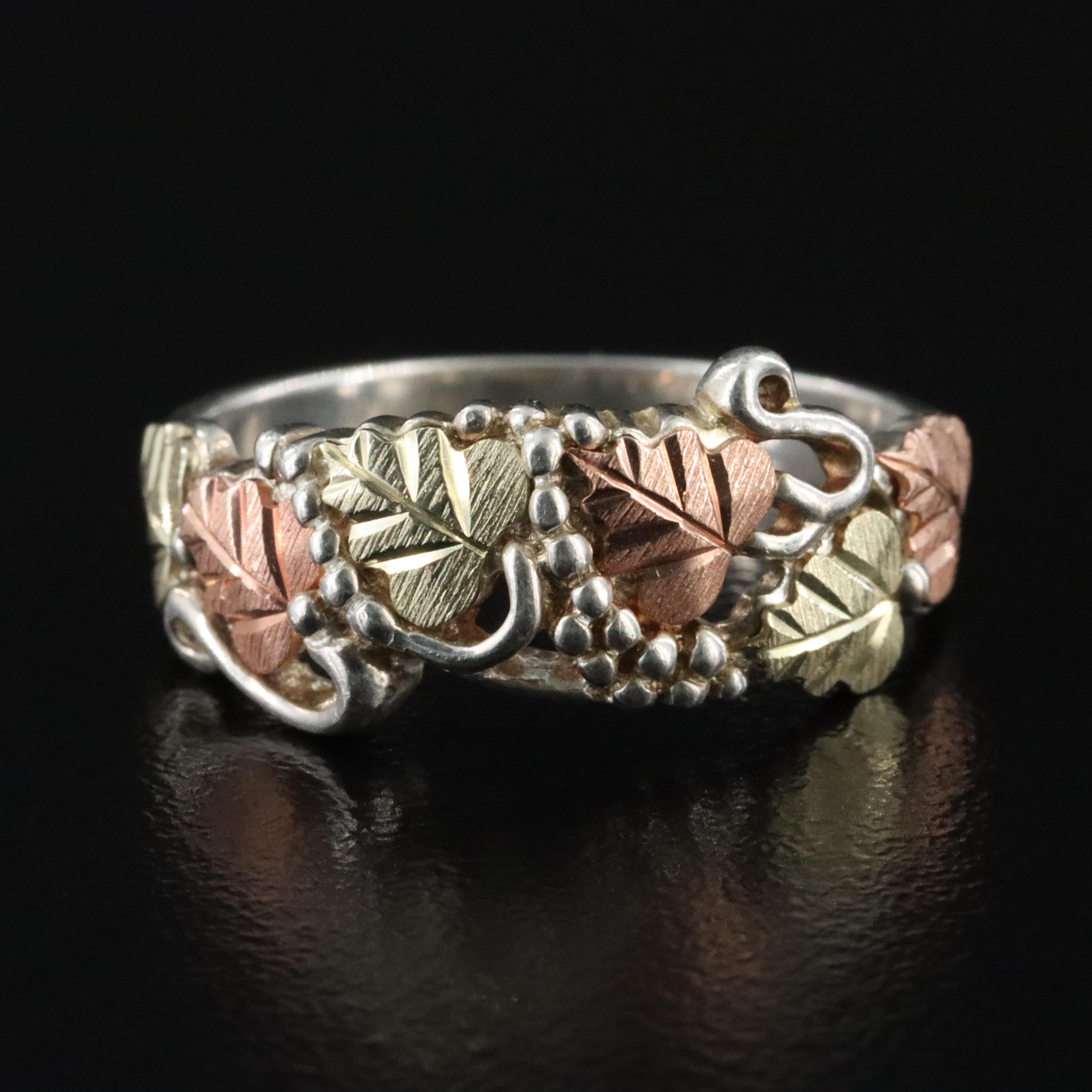 Coleman Black Hills Gold Sterling Ring with 12K Bi-Color Gold Accents