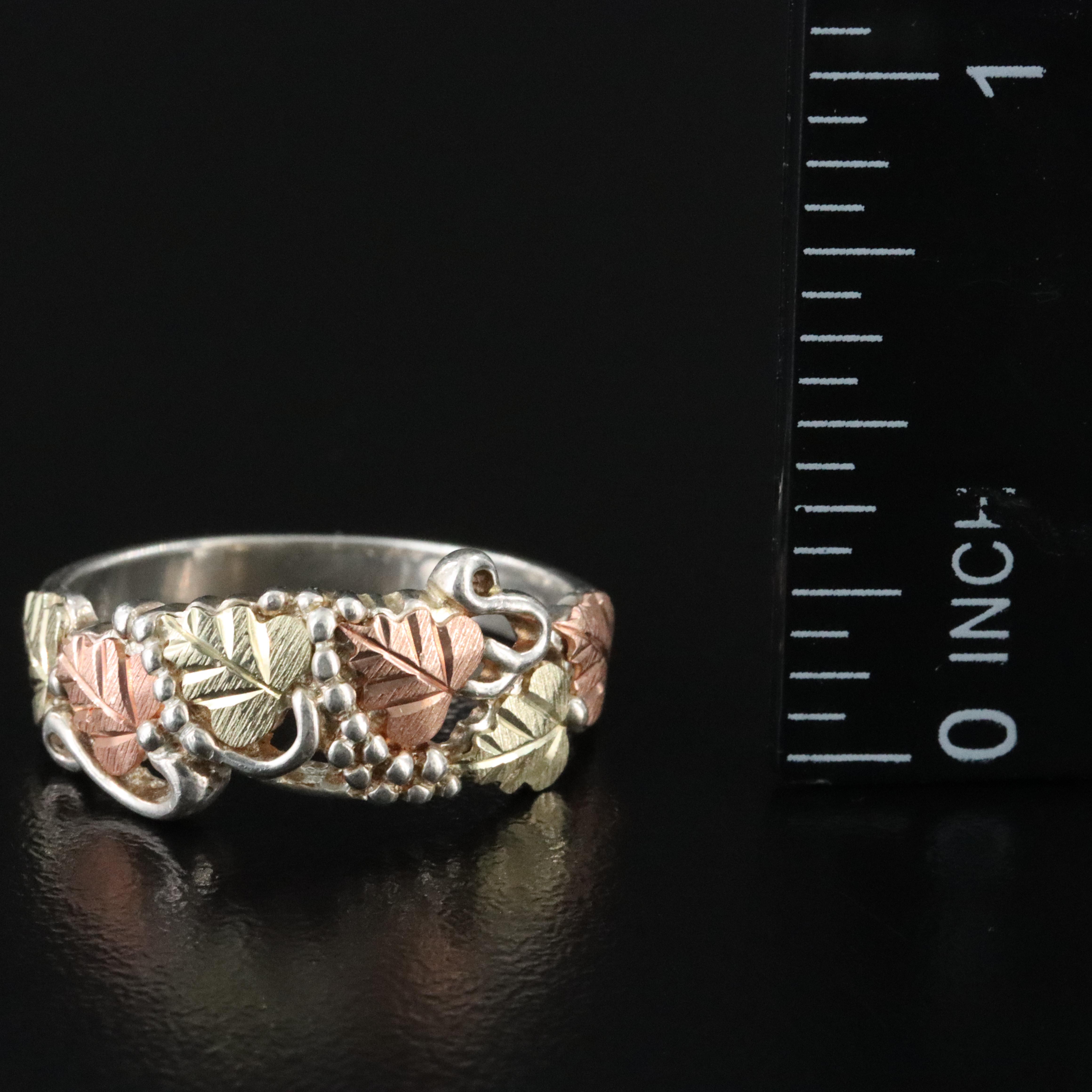 Coleman Black Hills Gold Sterling Ring with 12K Bi-Color Gold Accents