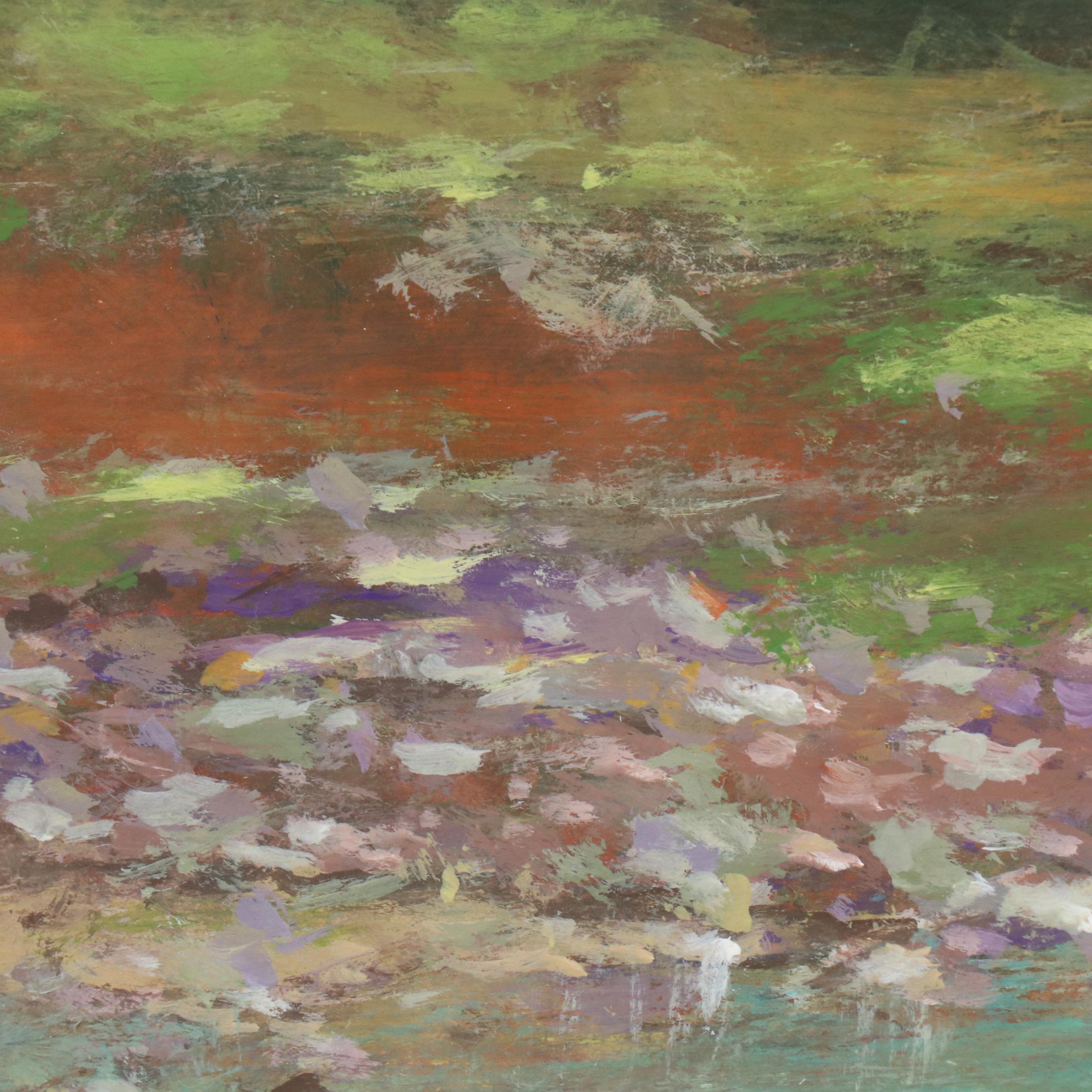 Robert Riddle Baker Landscape Acrylic Painting "Low Flow of the Creek," 2024