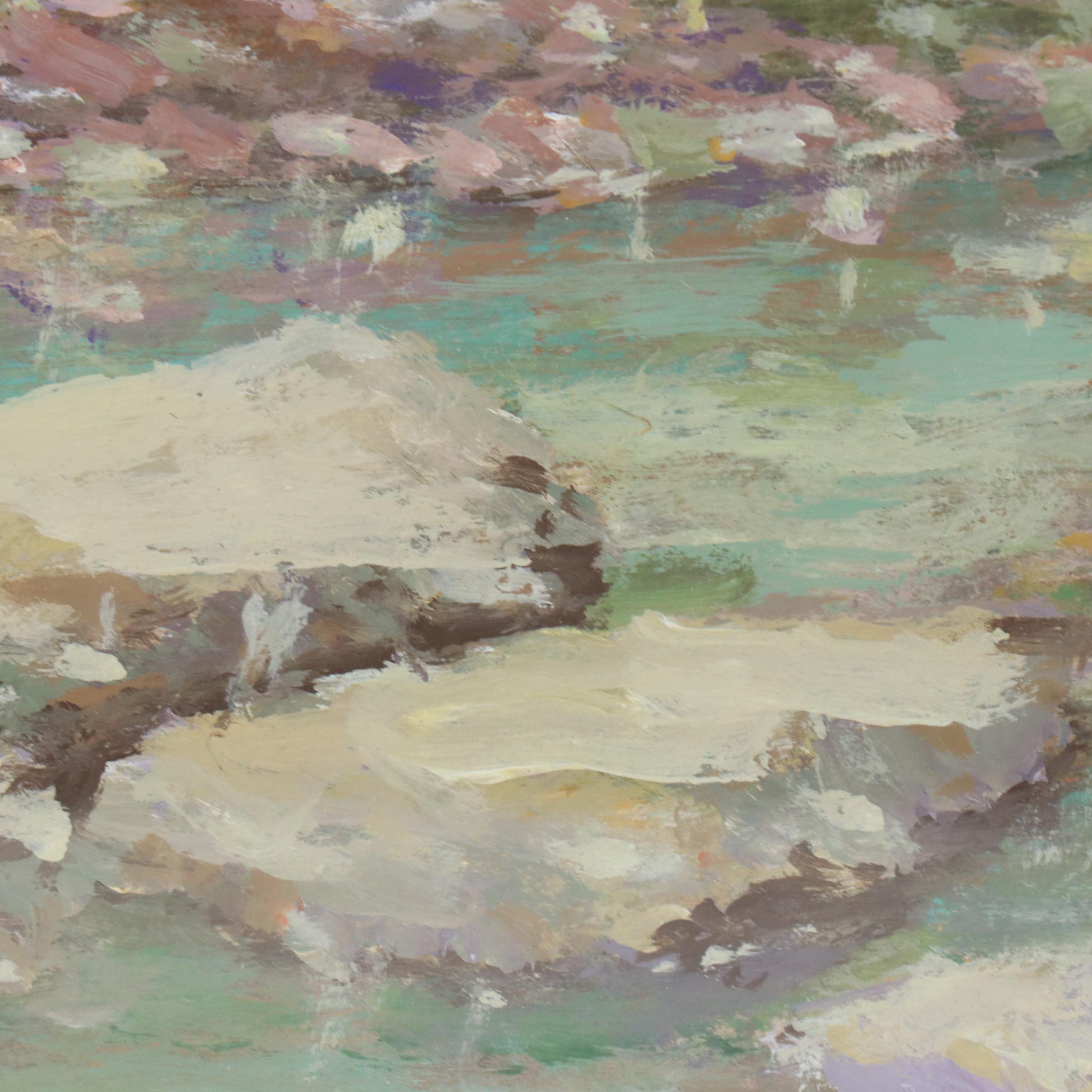 Robert Riddle Baker Landscape Acrylic Painting "Low Flow of the Creek," 2024