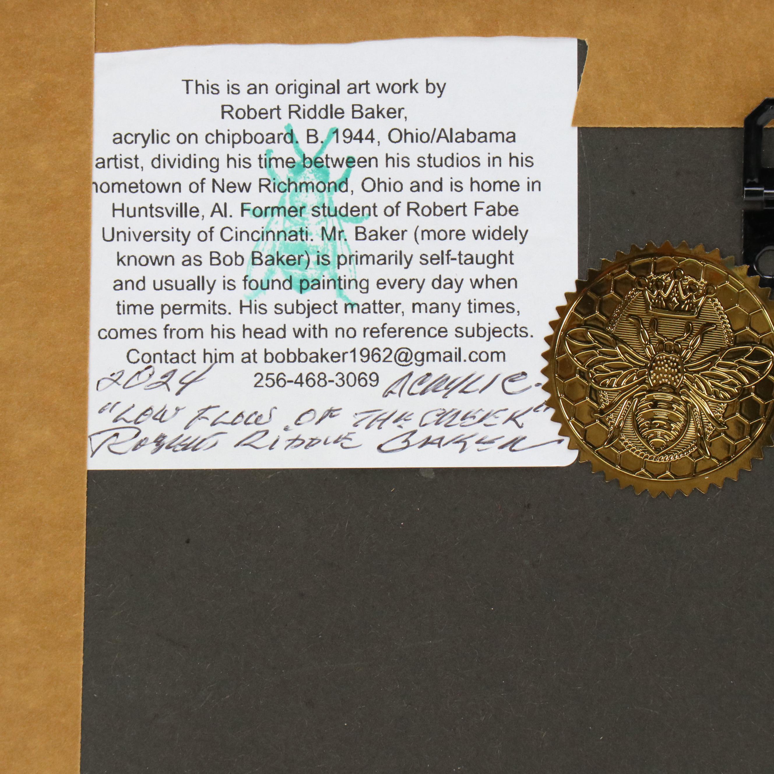 Robert Riddle Baker Landscape Acrylic Painting "Low Flow of the Creek," 2024