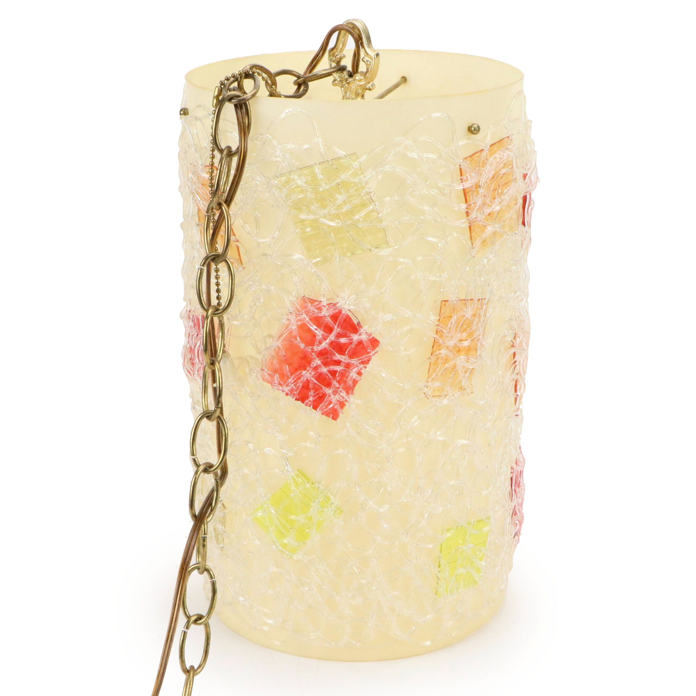 Mid Century Modern Acrylic Spaghetti Cylindrical Pendant Swag Light, Mid-20th C