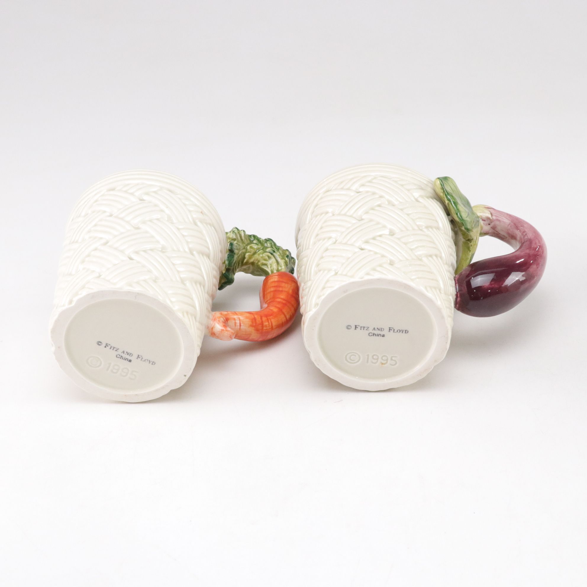 Fitz & Floyd Harvest Basket Weave Vegetable Mugs, Carrot Bunch Pitcher and More