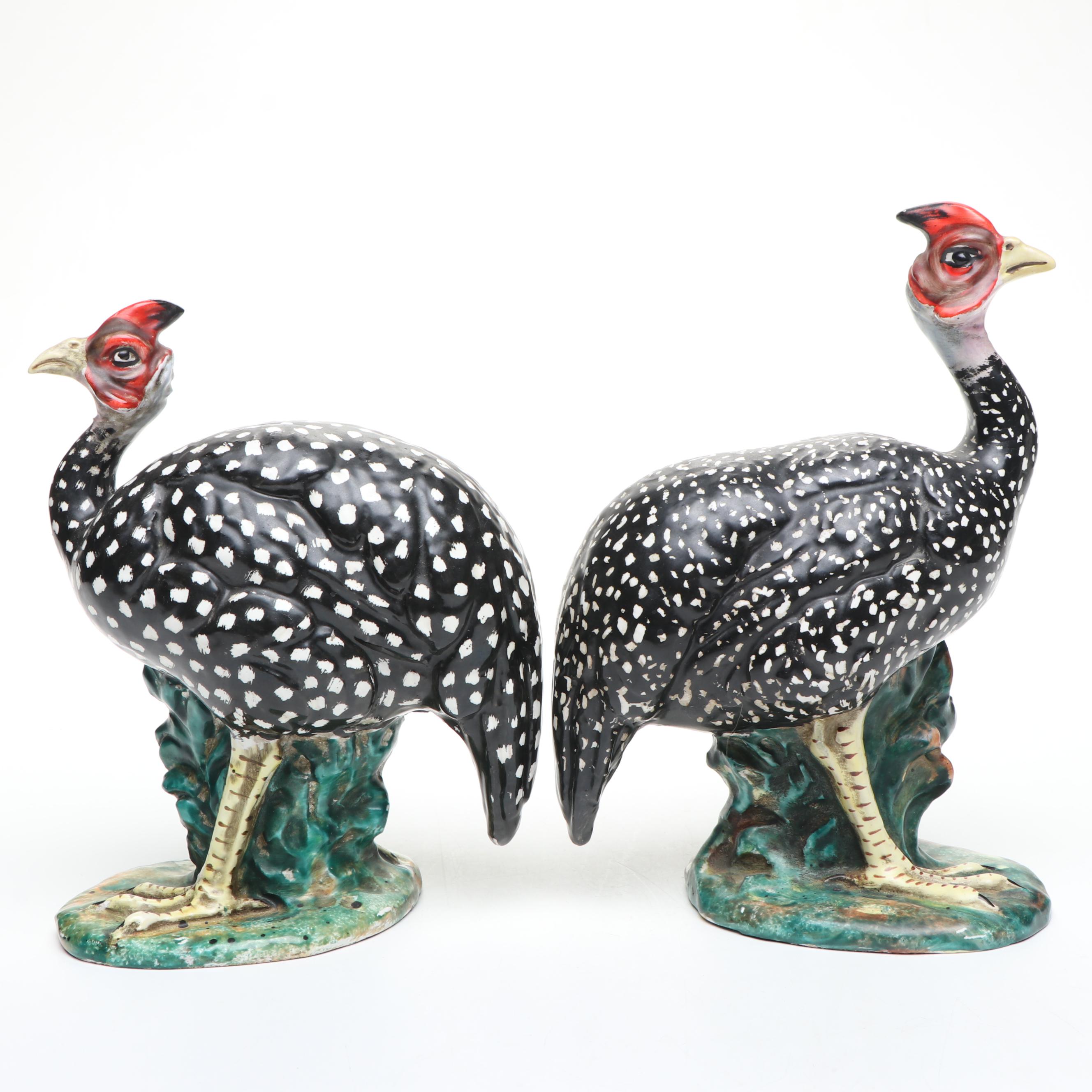 Italian Ceramic Guinea Fowl Figurines