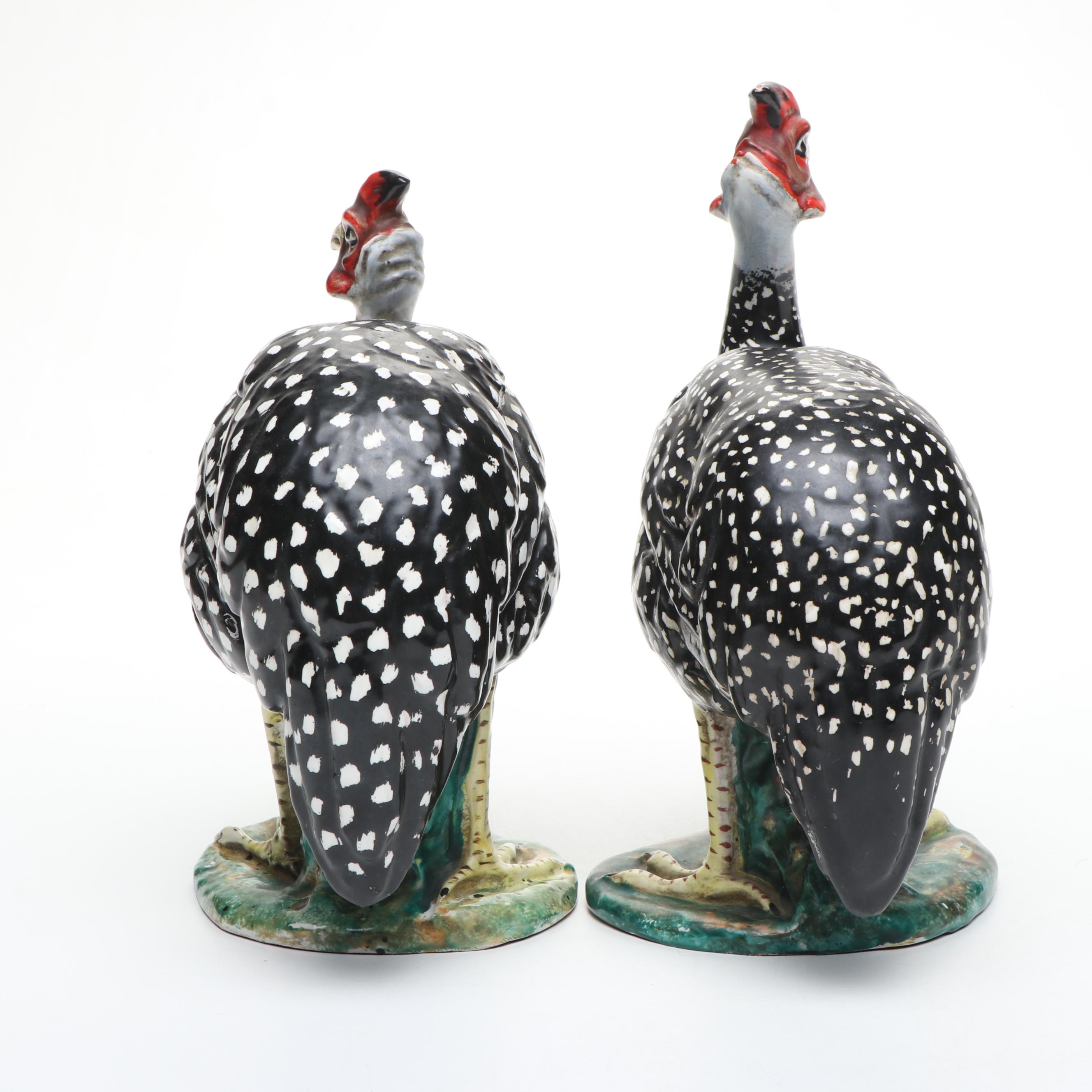 Italian Ceramic Guinea Fowl Figurines