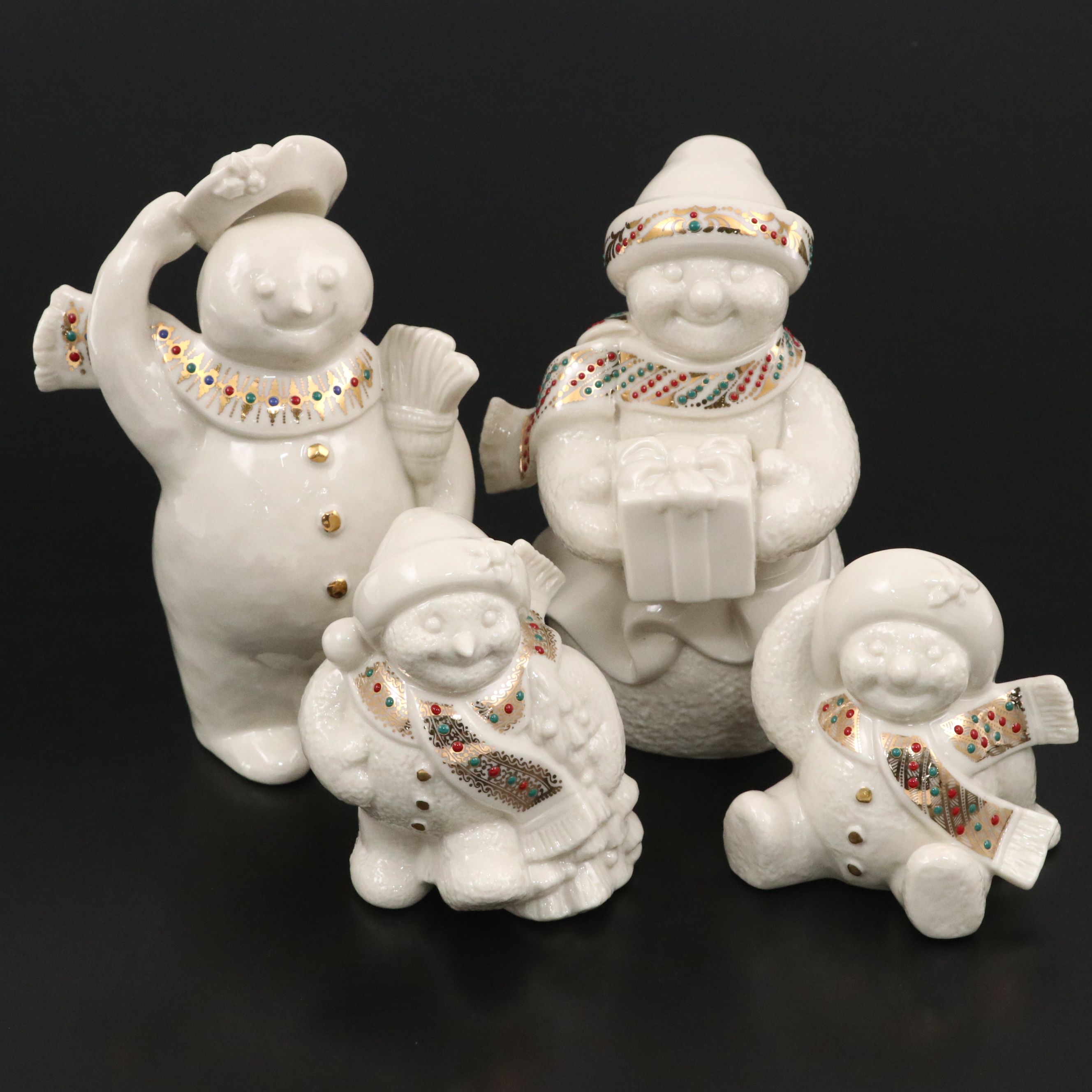 Lenox China Jewels Collection Porcelain Snowmen Figurines