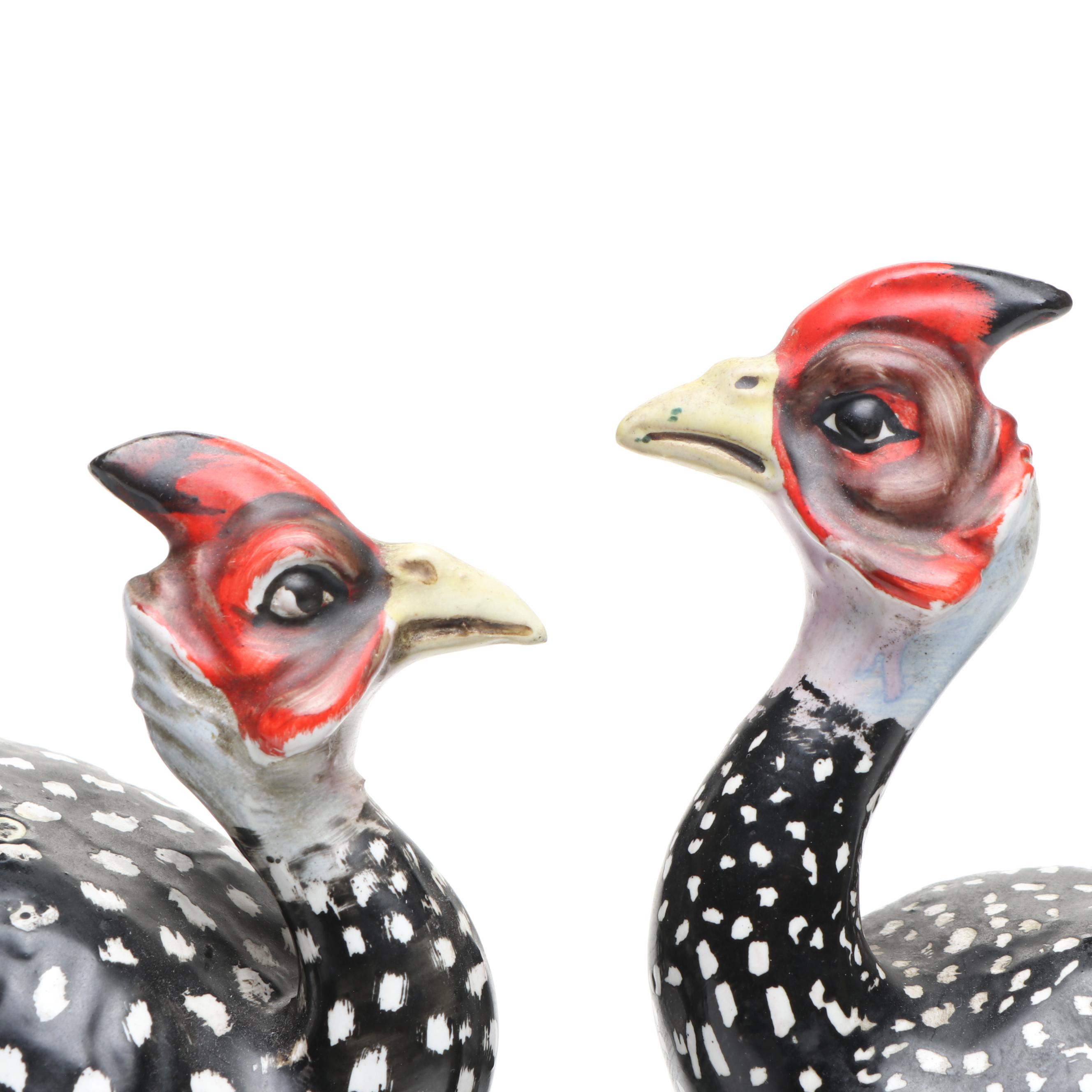 Italian Ceramic Guinea Fowl Figurines