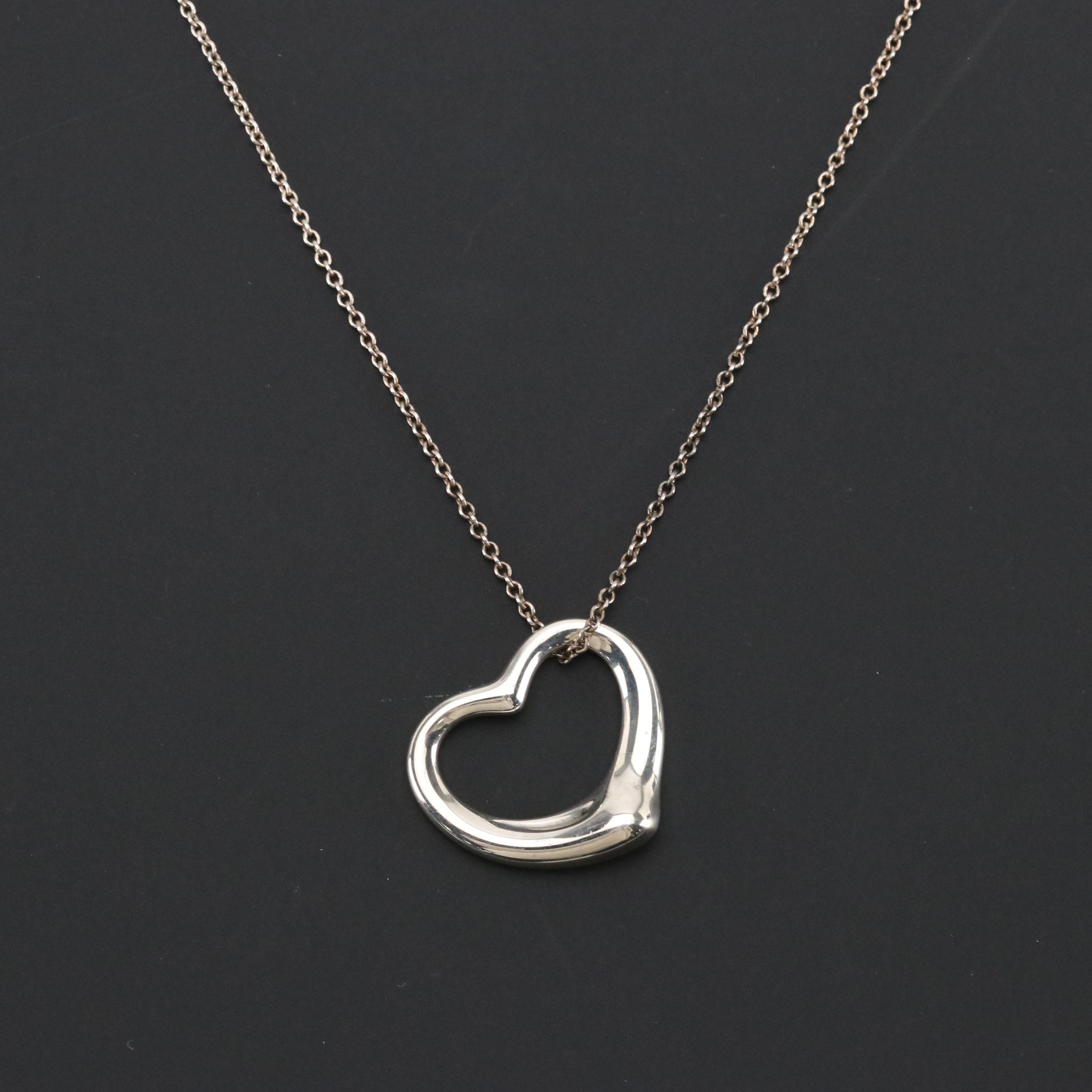 Elsa Peretti for Tiffany & Co. Open Heart Sterling Necklace