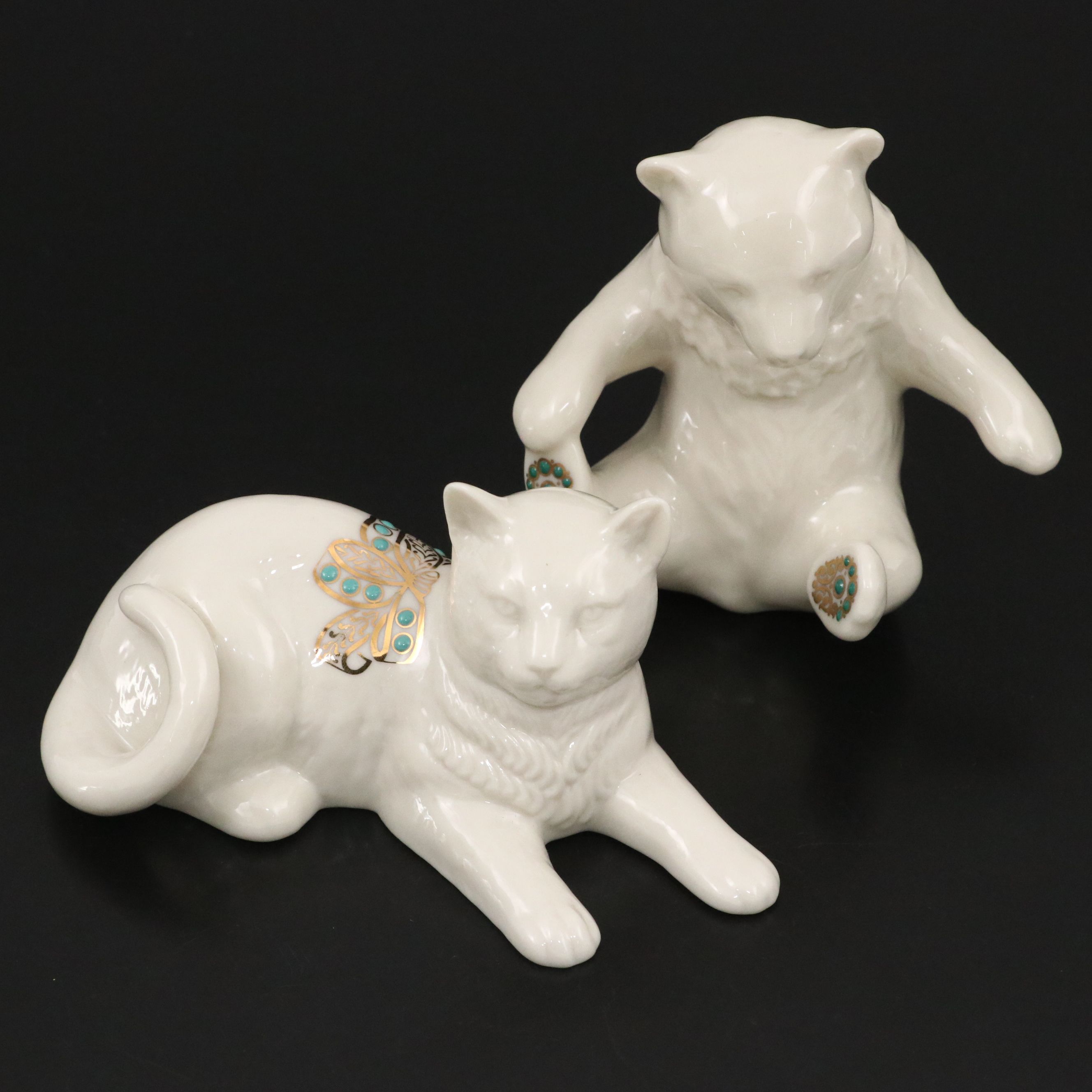 Lenox China Jewels Collection Porcelain Cat and Bear Figurines
