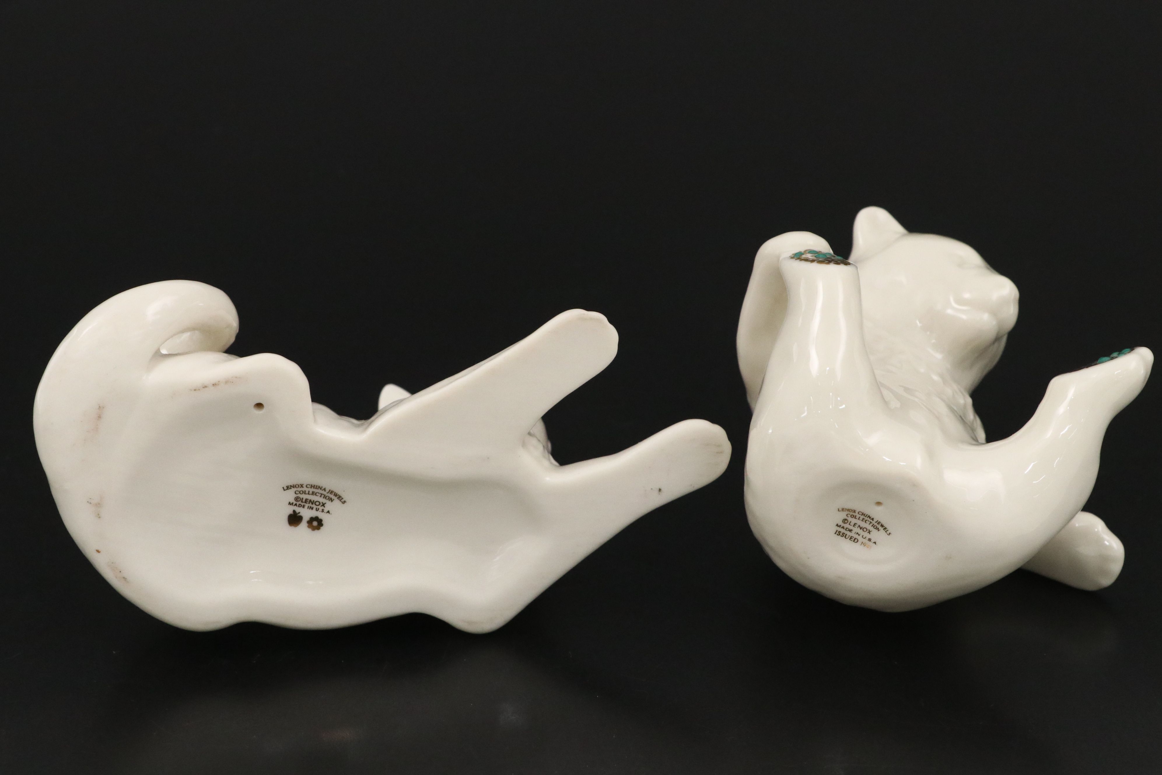 Lenox China Jewels Collection Porcelain Cat and Bear Figurines
