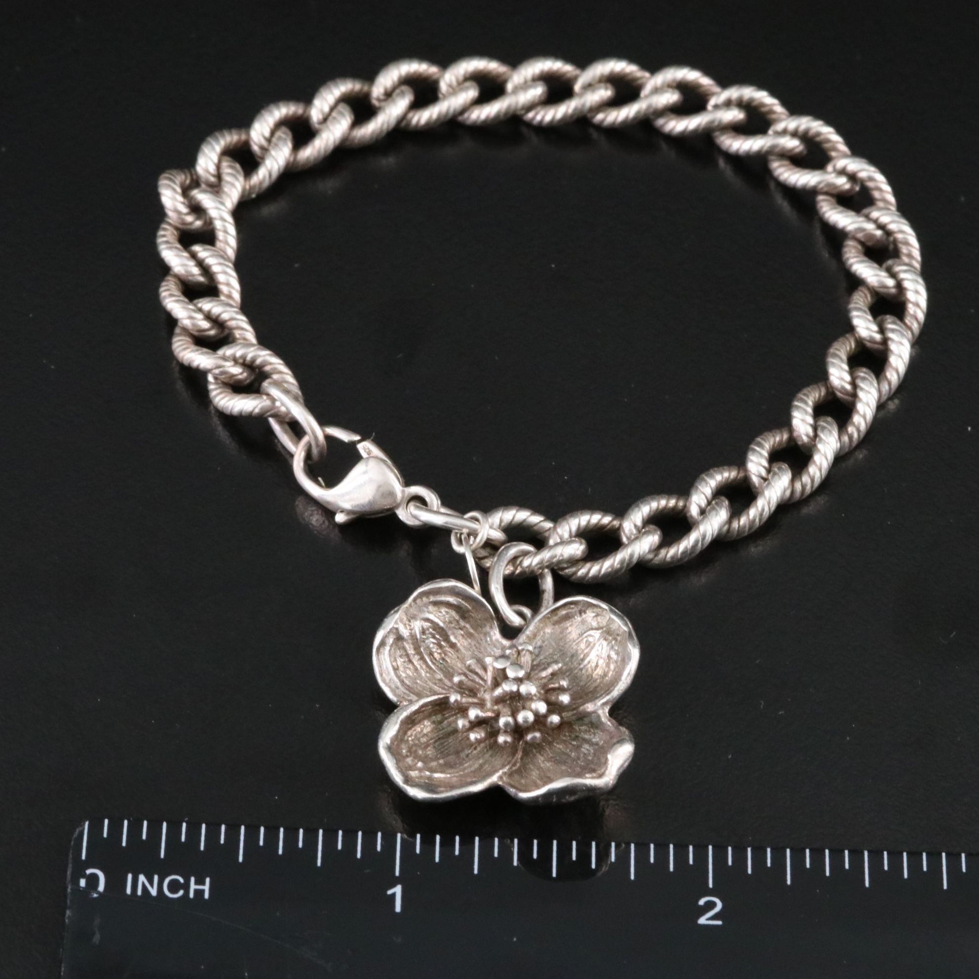 Tiffany & Co. Sterling Dogwood Flower Charm Bracelet