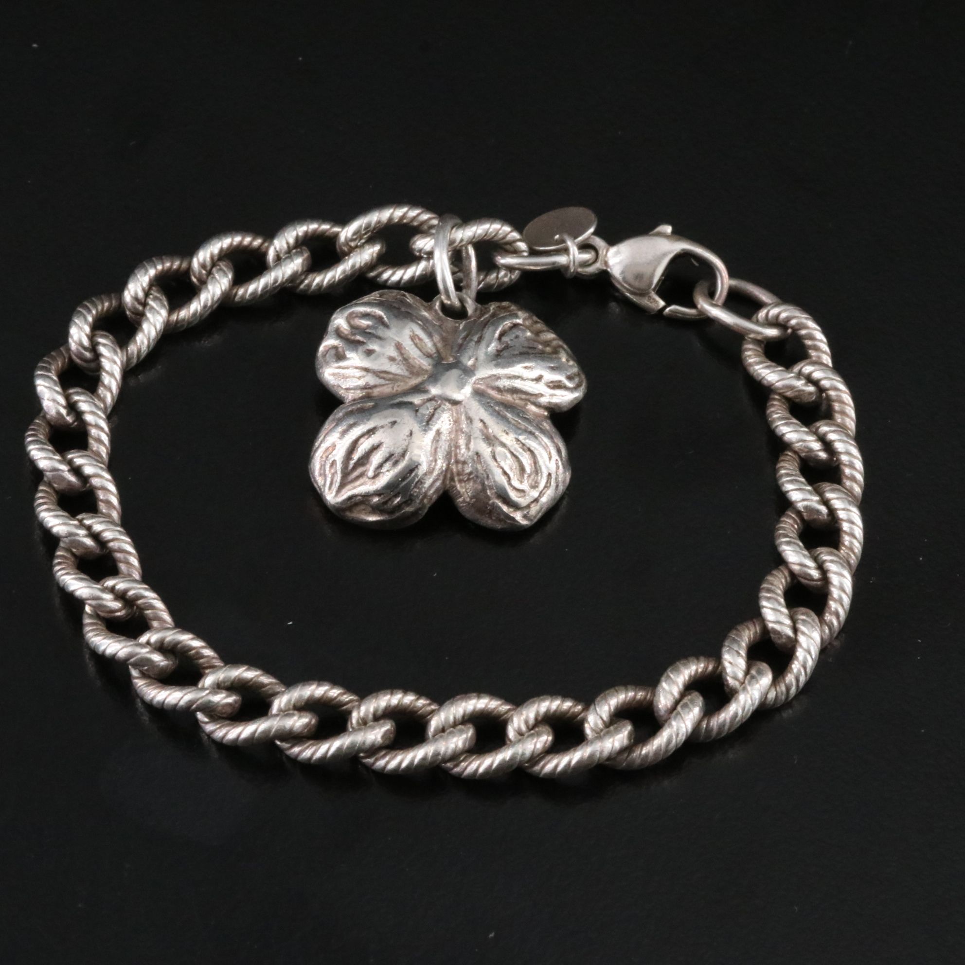 Tiffany & Co. Sterling Dogwood Flower Charm Bracelet