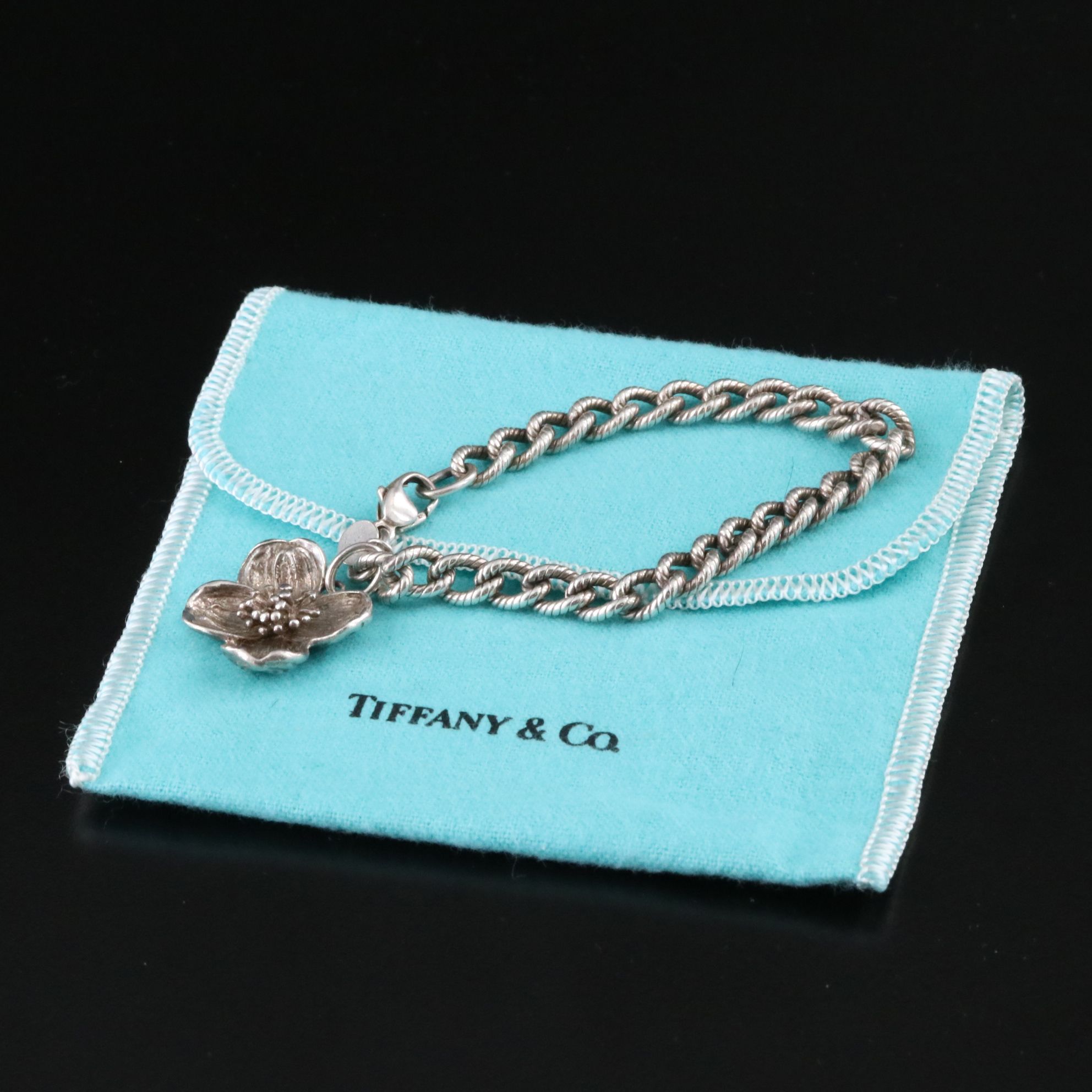 Tiffany & Co. Sterling Dogwood Flower Charm Bracelet