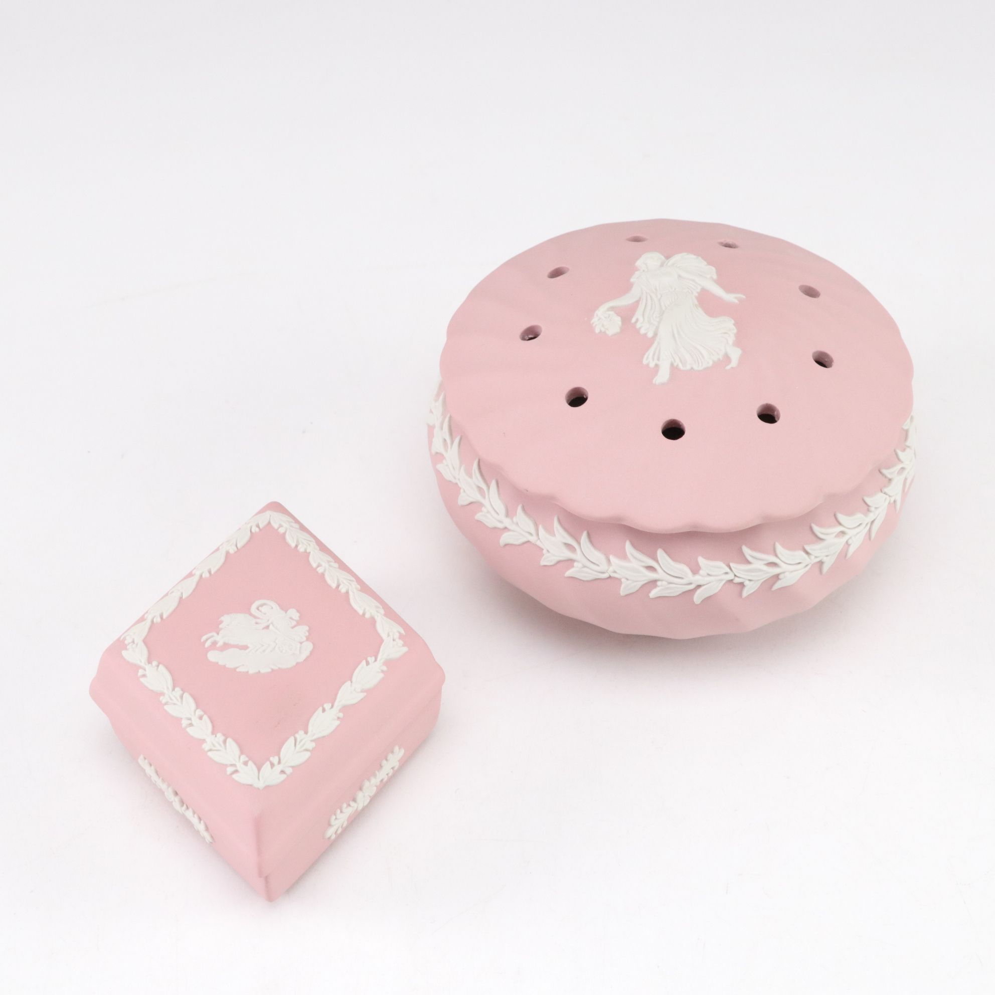 Wedgwood Jasperware "Dancing Hours" Potpourri Dish and Diamond Trinket Box