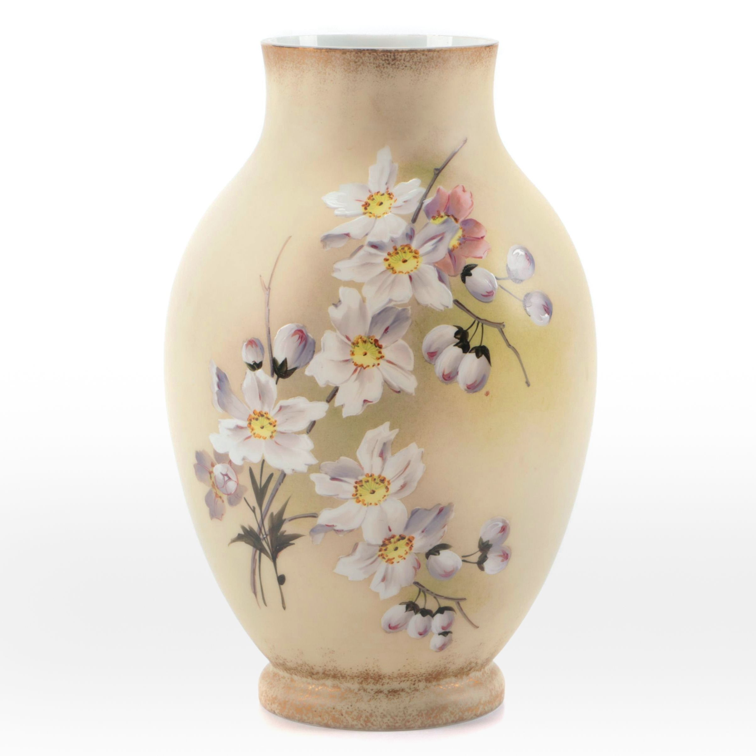 Hand-Painted Floral Glass Vase