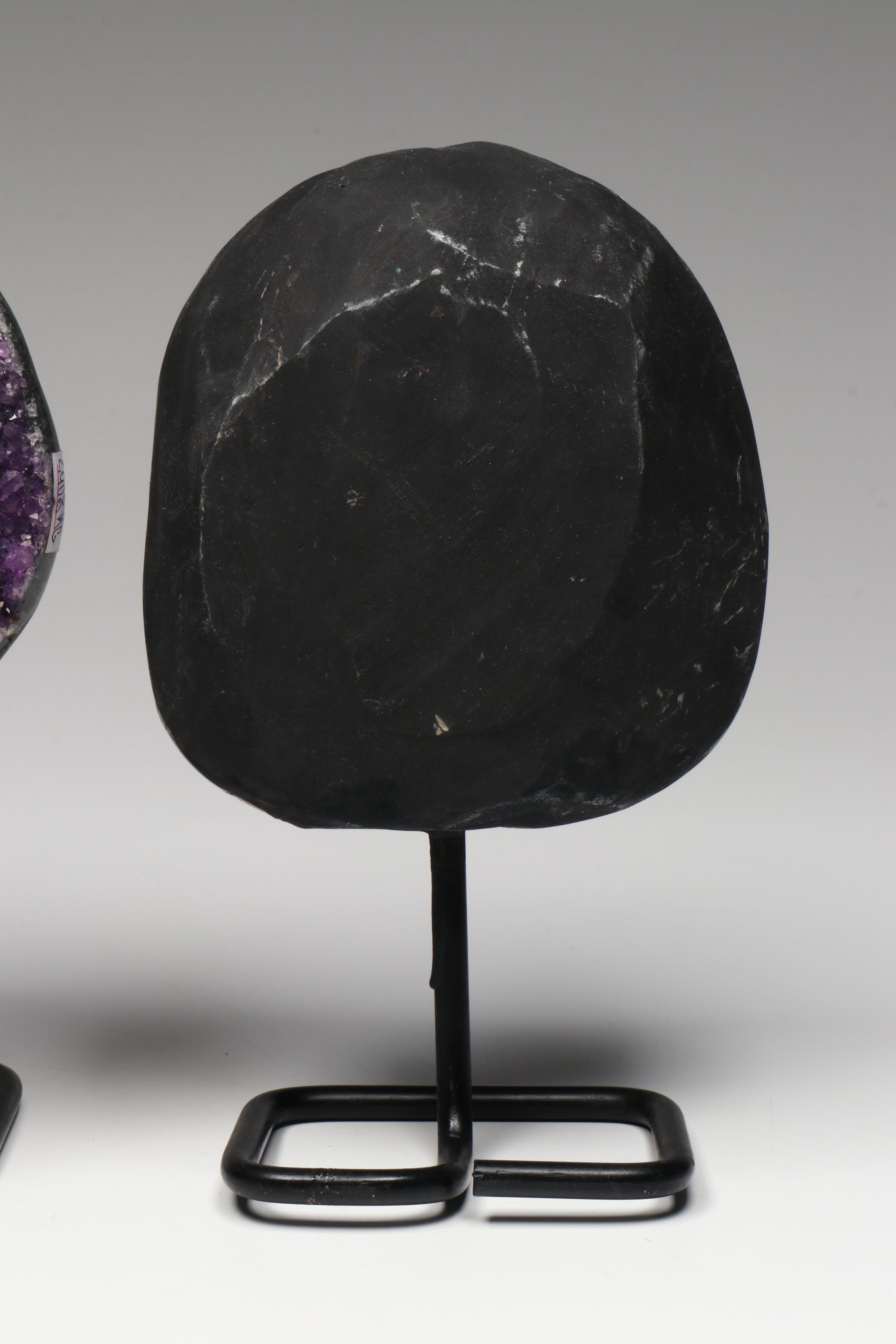 Amethyst Specimens with Modern Metal Stands