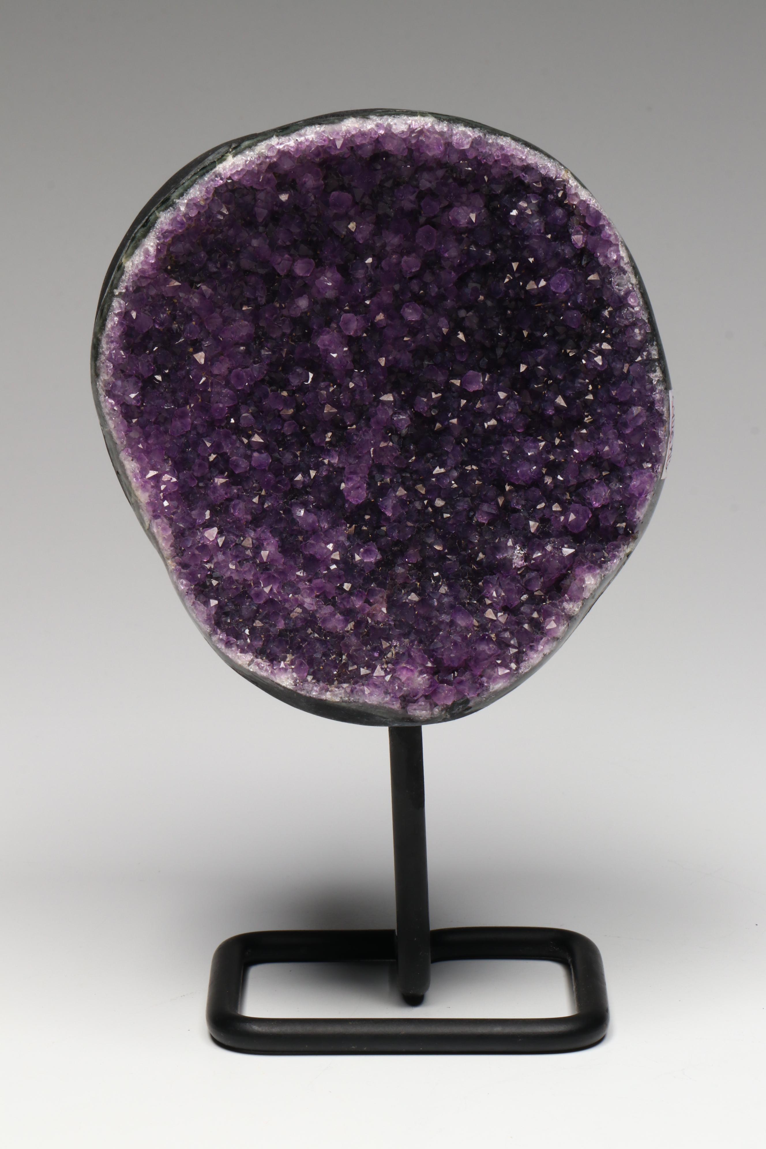 Amethyst Specimens with Modern Metal Stands