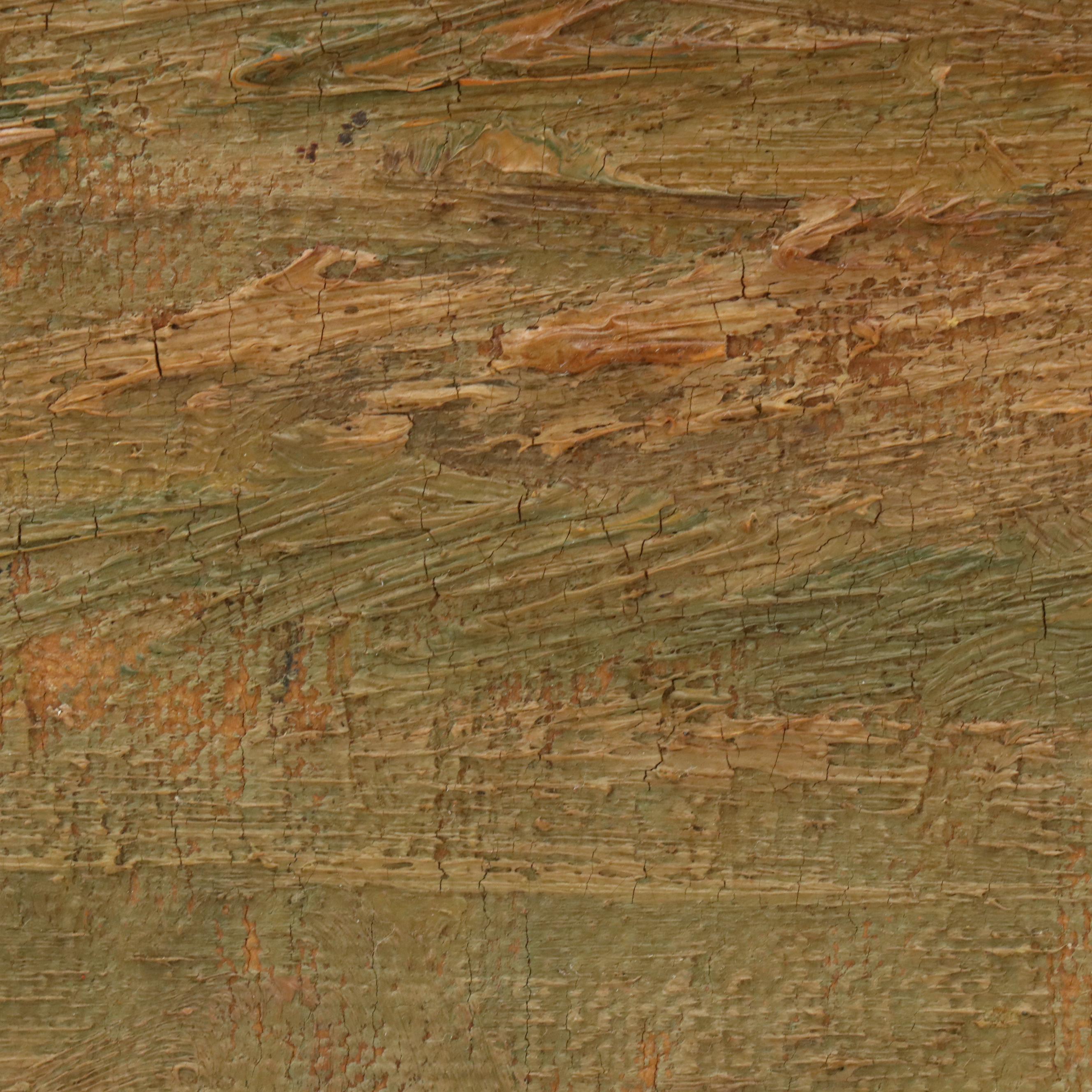 Village Landscape Oil Painting, Circa 1950