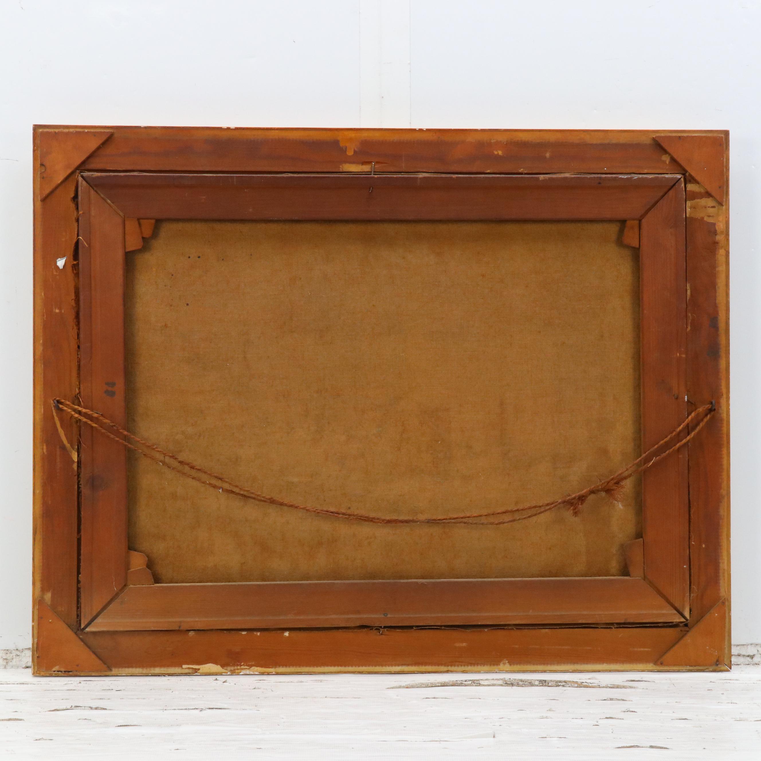 Village Landscape Oil Painting, Circa 1950