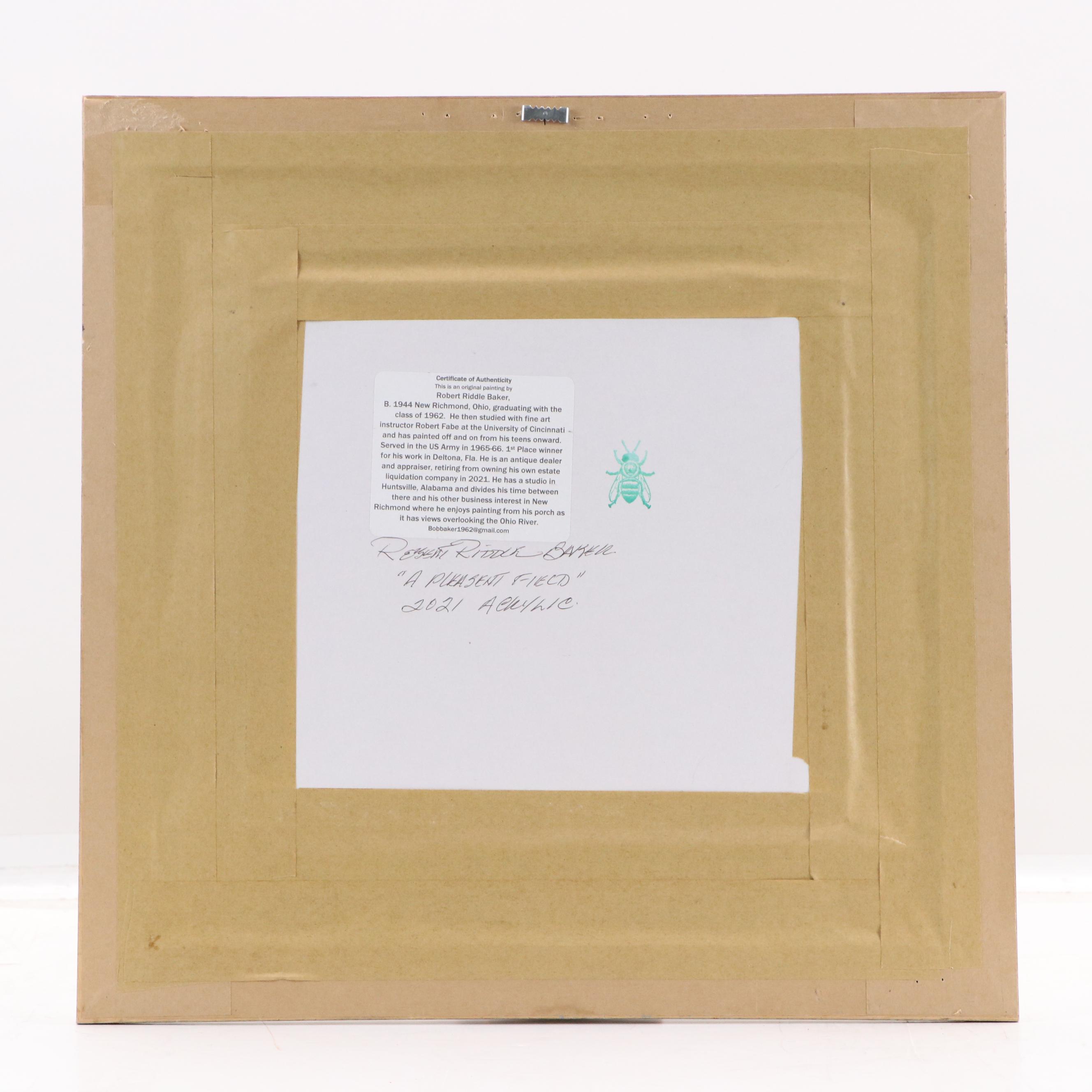 Robert Riddle Baker Landscape Acrylic Painting "A Pleasant Field," 2021