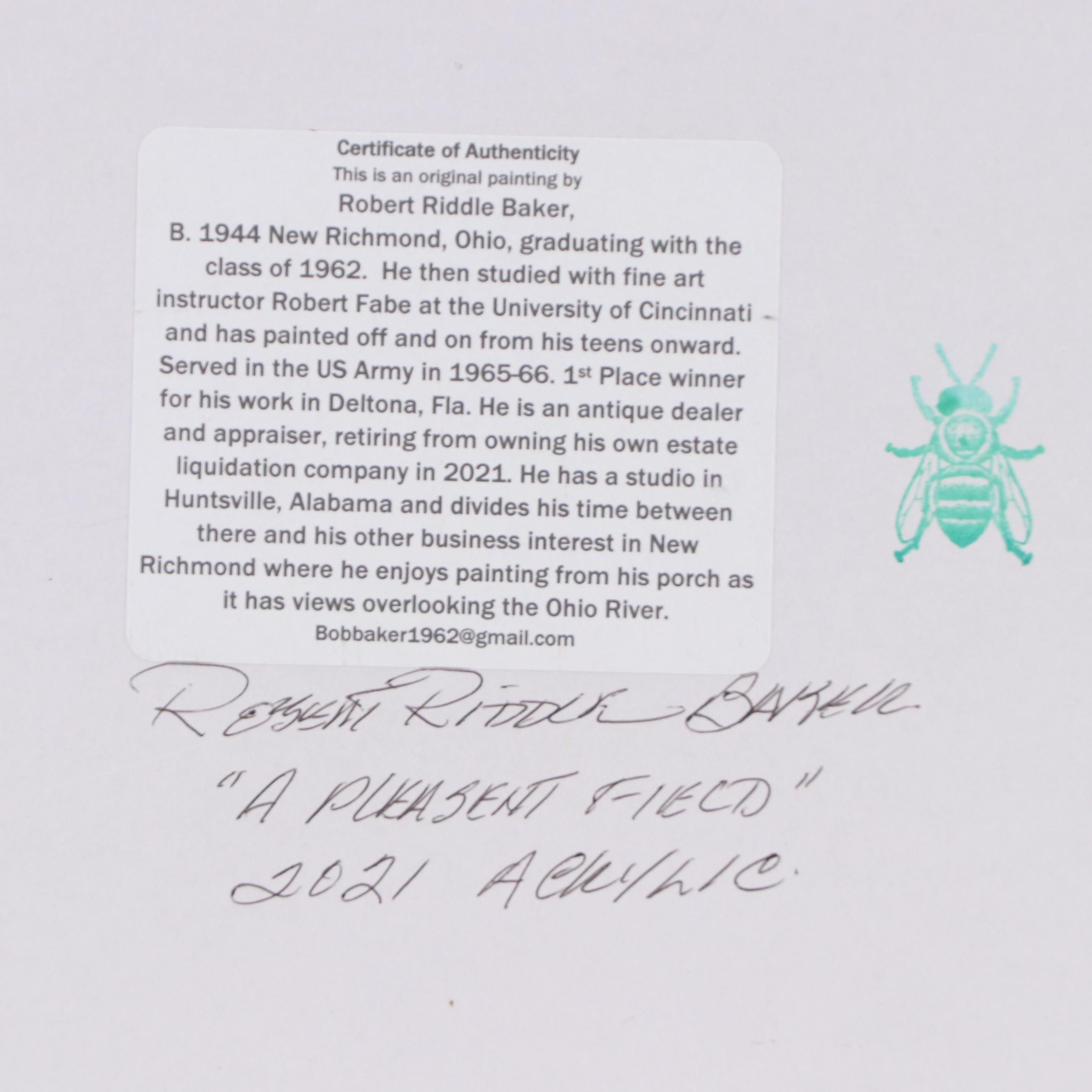 Robert Riddle Baker Landscape Acrylic Painting "A Pleasant Field," 2021