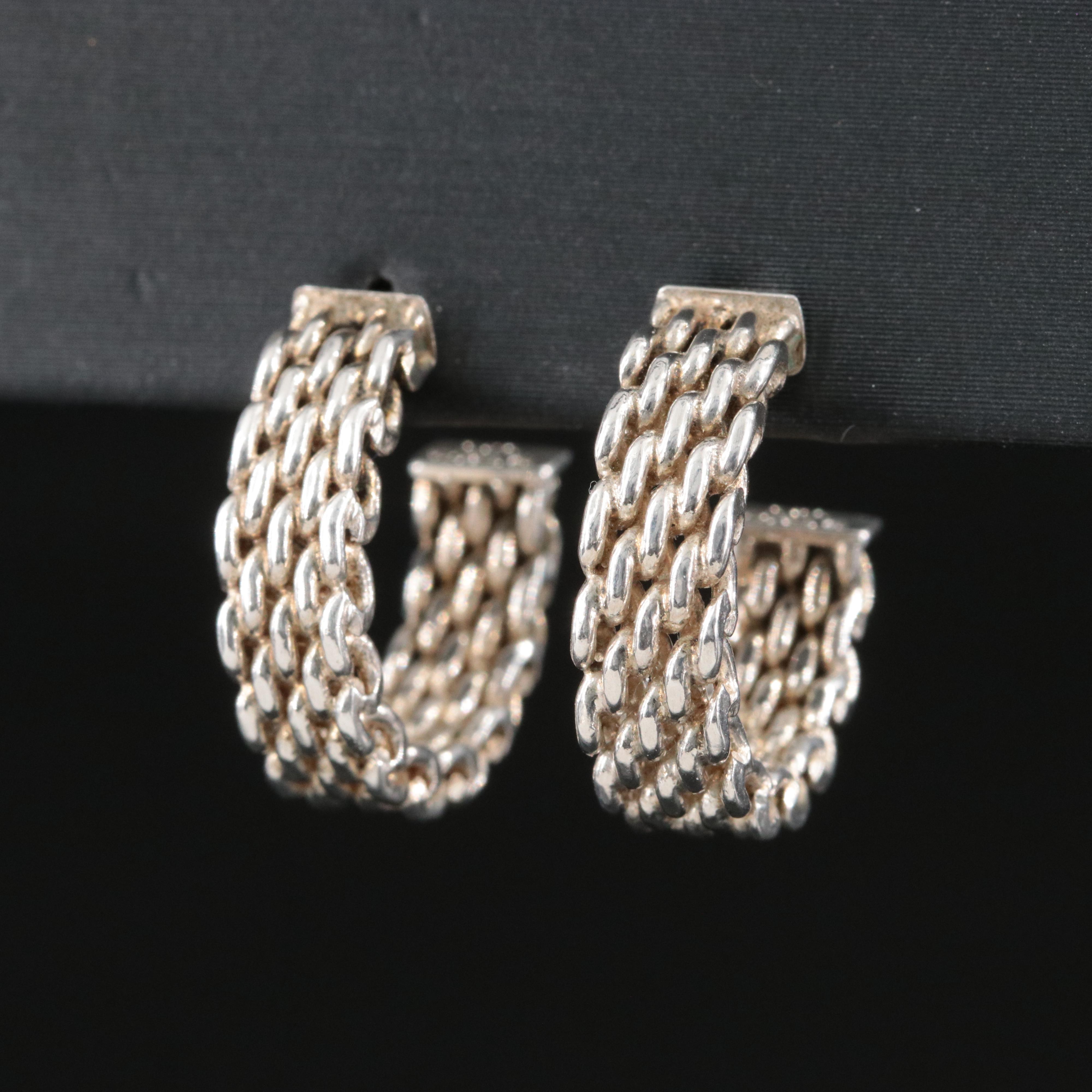 Tiffany & Co. Somerset Sterling Rigid Mesh Hoop Earrings
