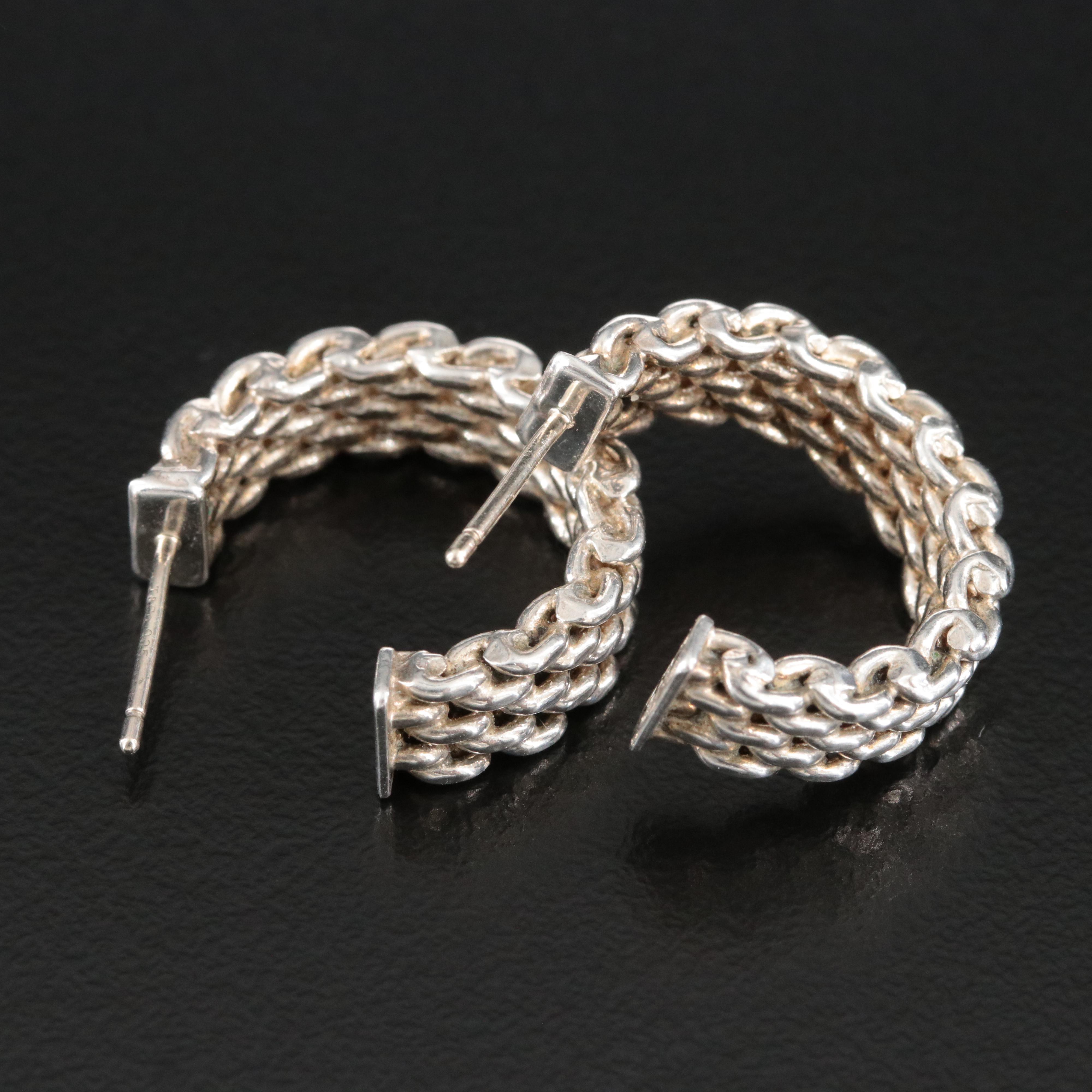 Tiffany & Co. Somerset Sterling Rigid Mesh Hoop Earrings
