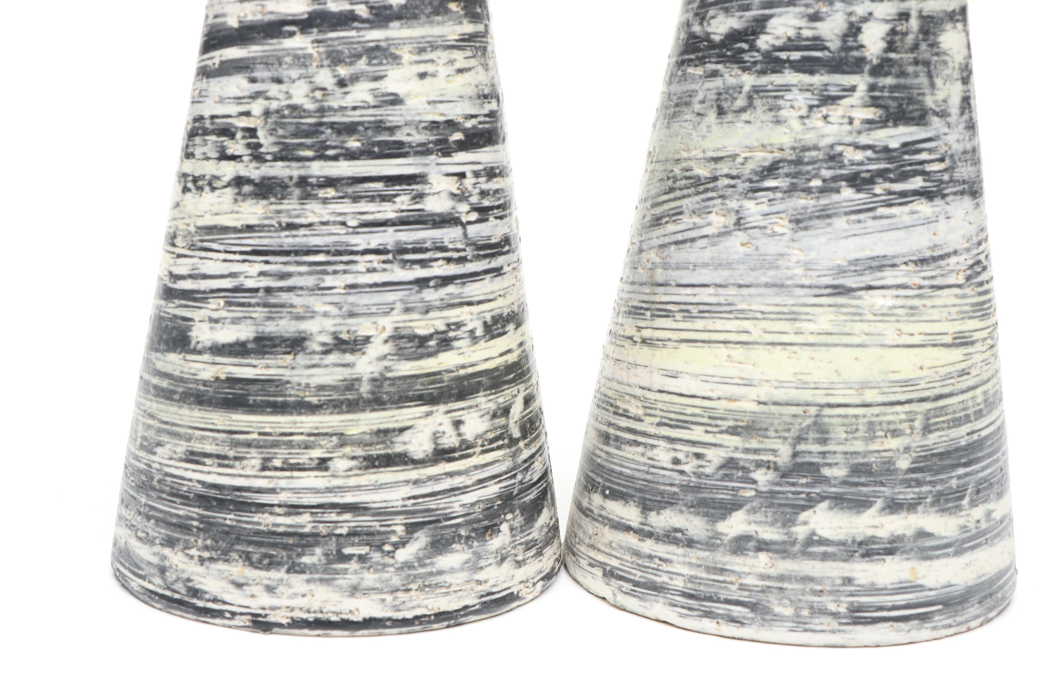 Italian Pottery Hand-Painted Candlesticks Pair