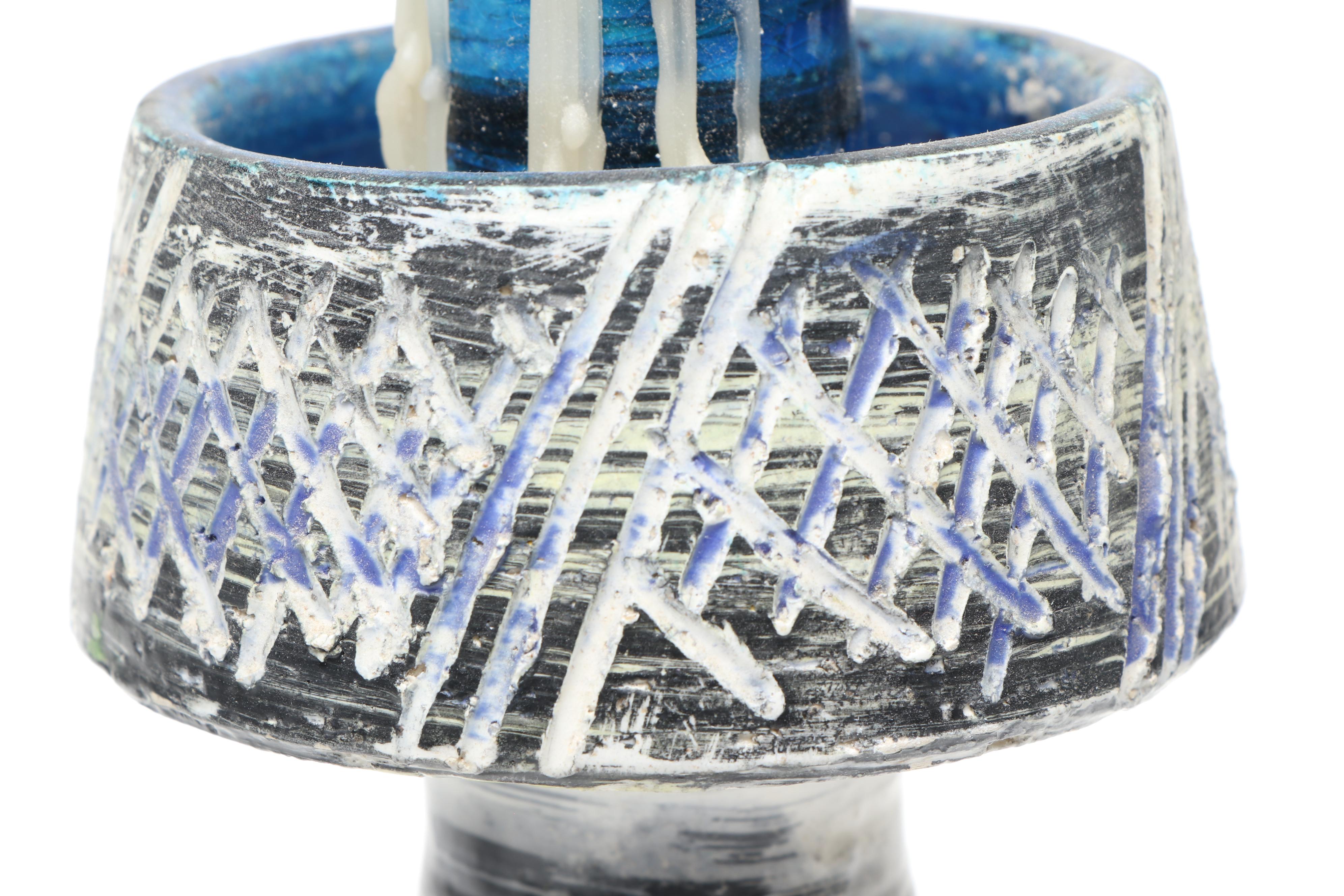 Italian Pottery Hand-Painted Candlesticks Pair