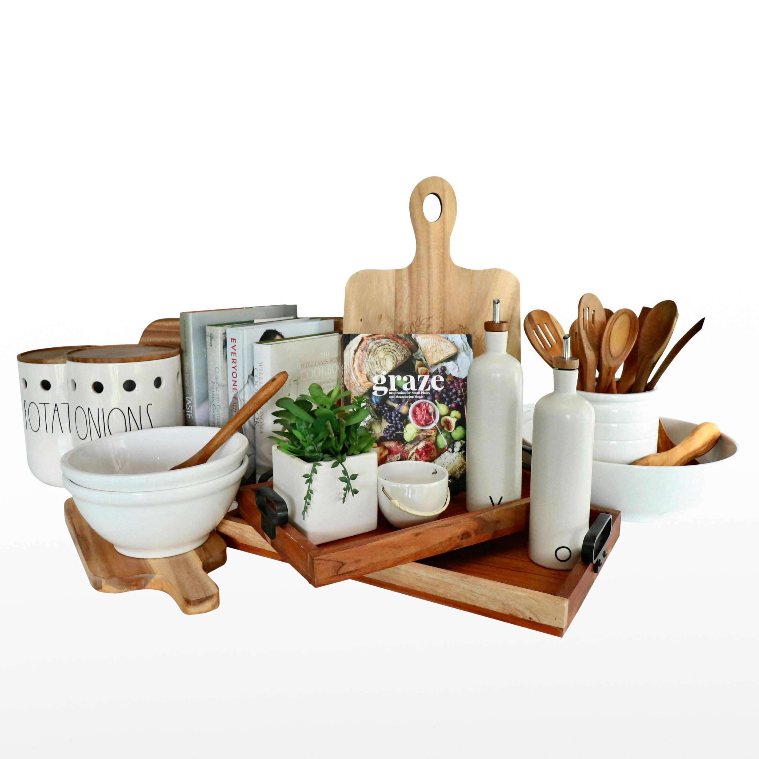 Cookbooks Including "The Williams-Sonoma Cookbook," Trays and Serveware