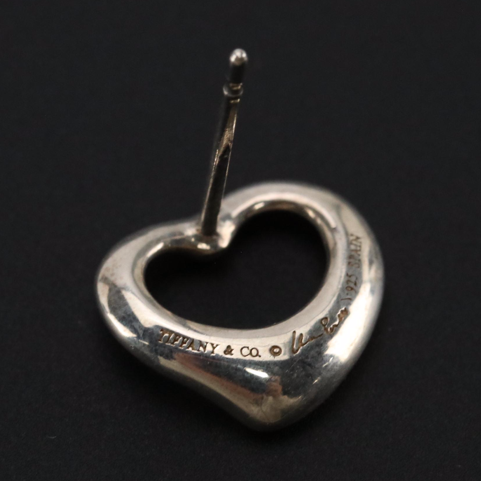 Elsa Peretti for Tiffany & Co. Sterling Open Heart Stud Earrings with Box
