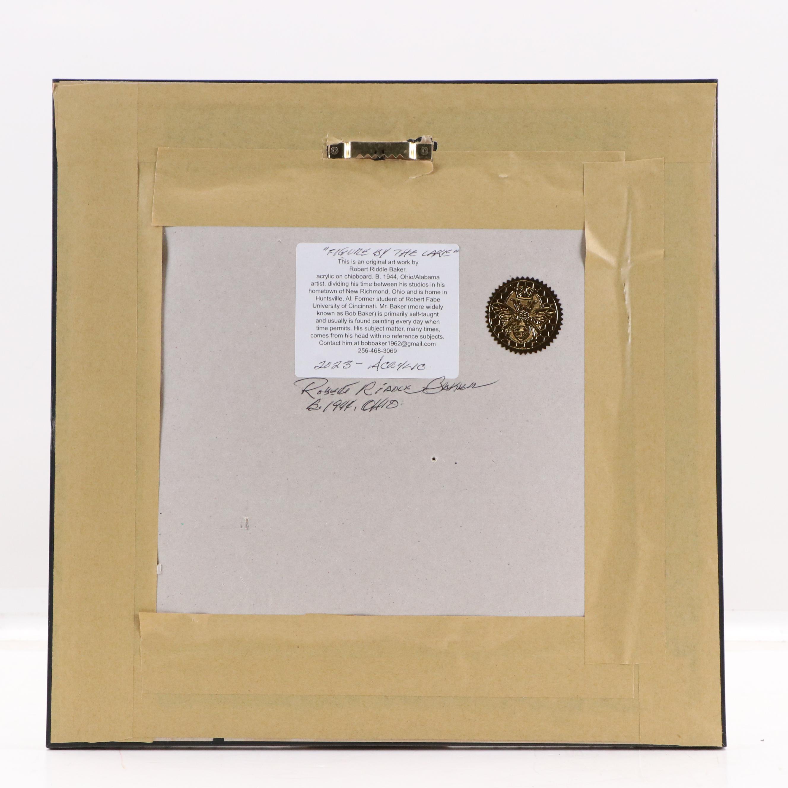 Robert Riddle Baker Landscape Acrylic Painting "Figure by the Lake," 2023