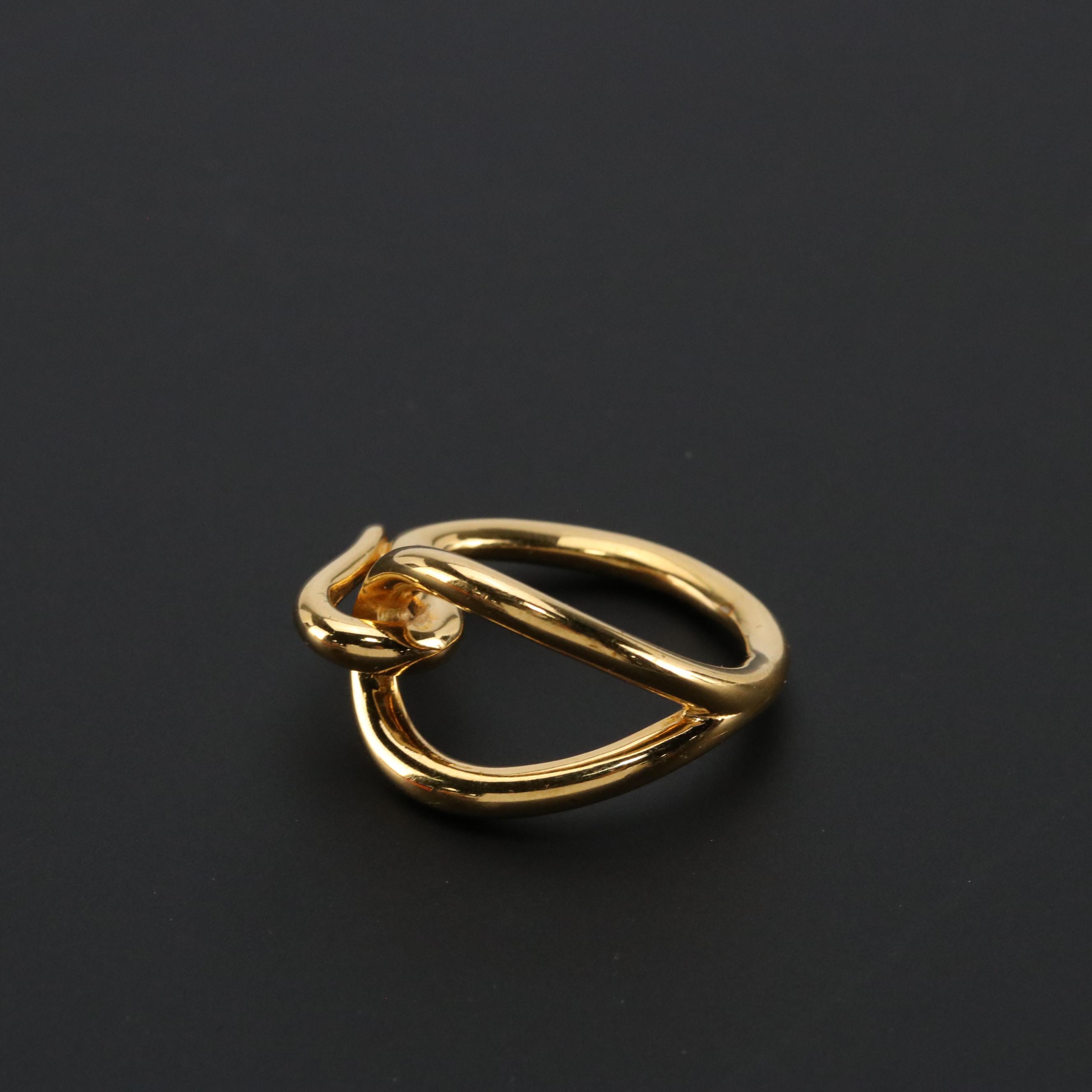 Hermès Gold Plated Jumbo Hook Scarf Ring in Box