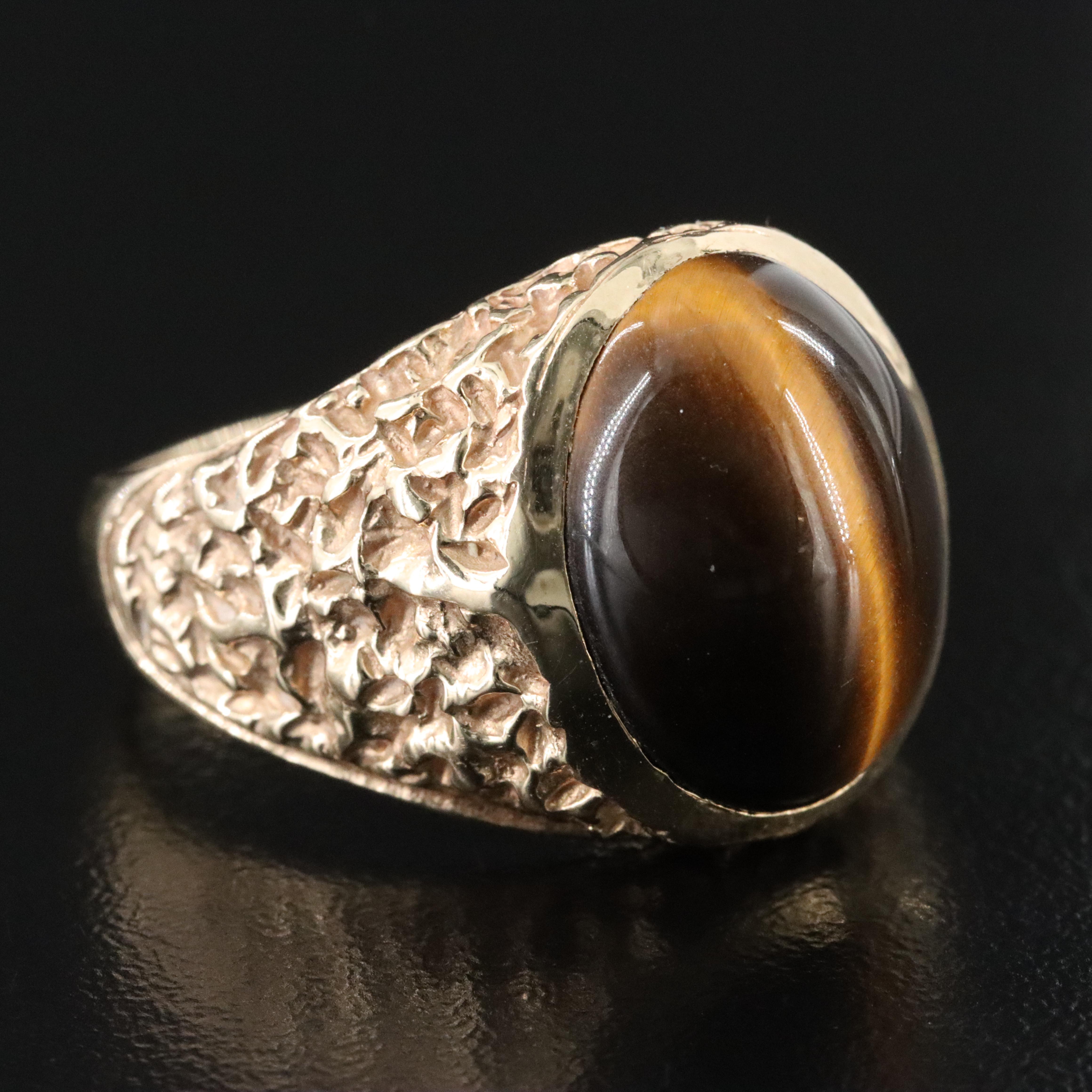 Vintage 14K Tiger's Eye Nugget Style Ring