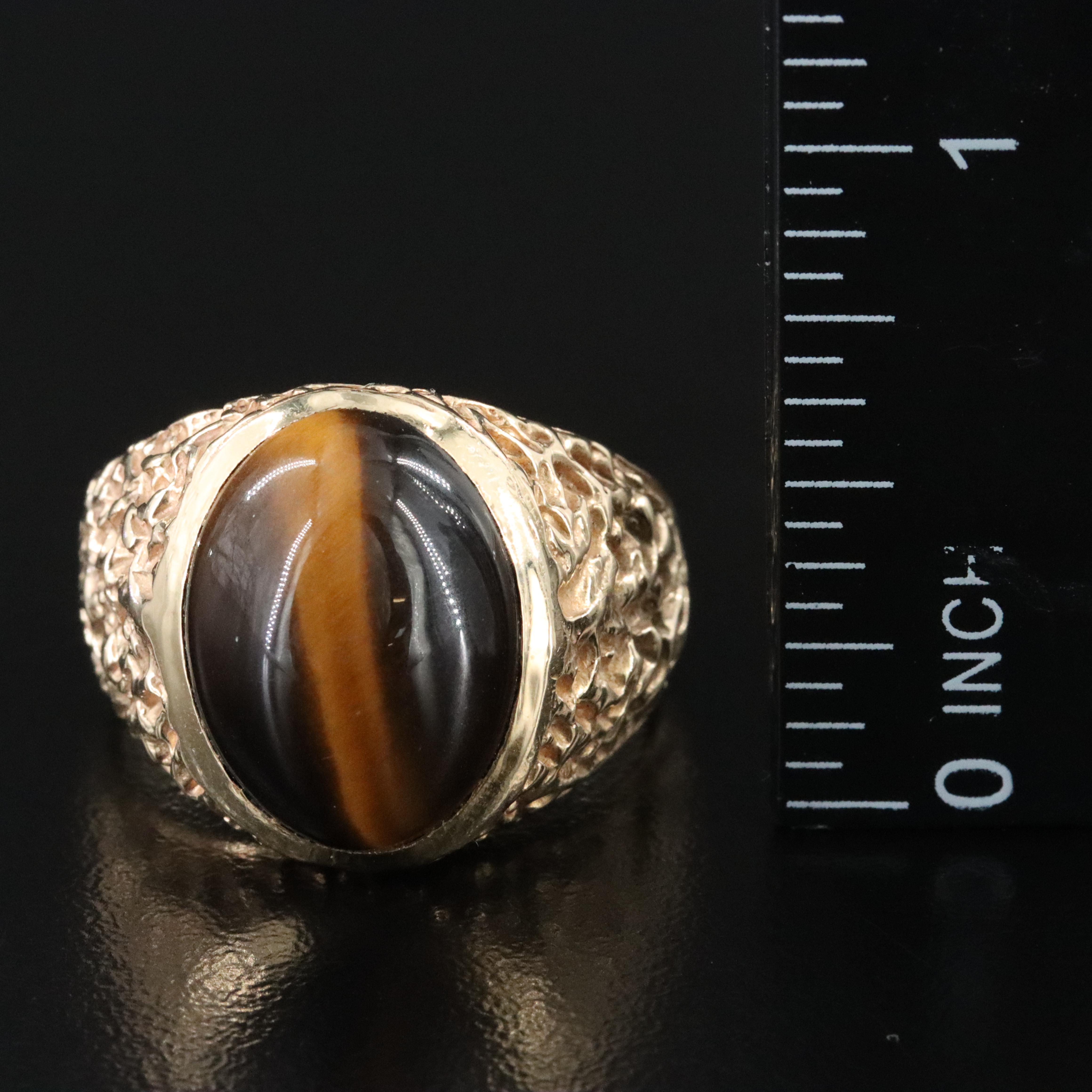 Vintage 14K Tiger's Eye Nugget Style Ring
