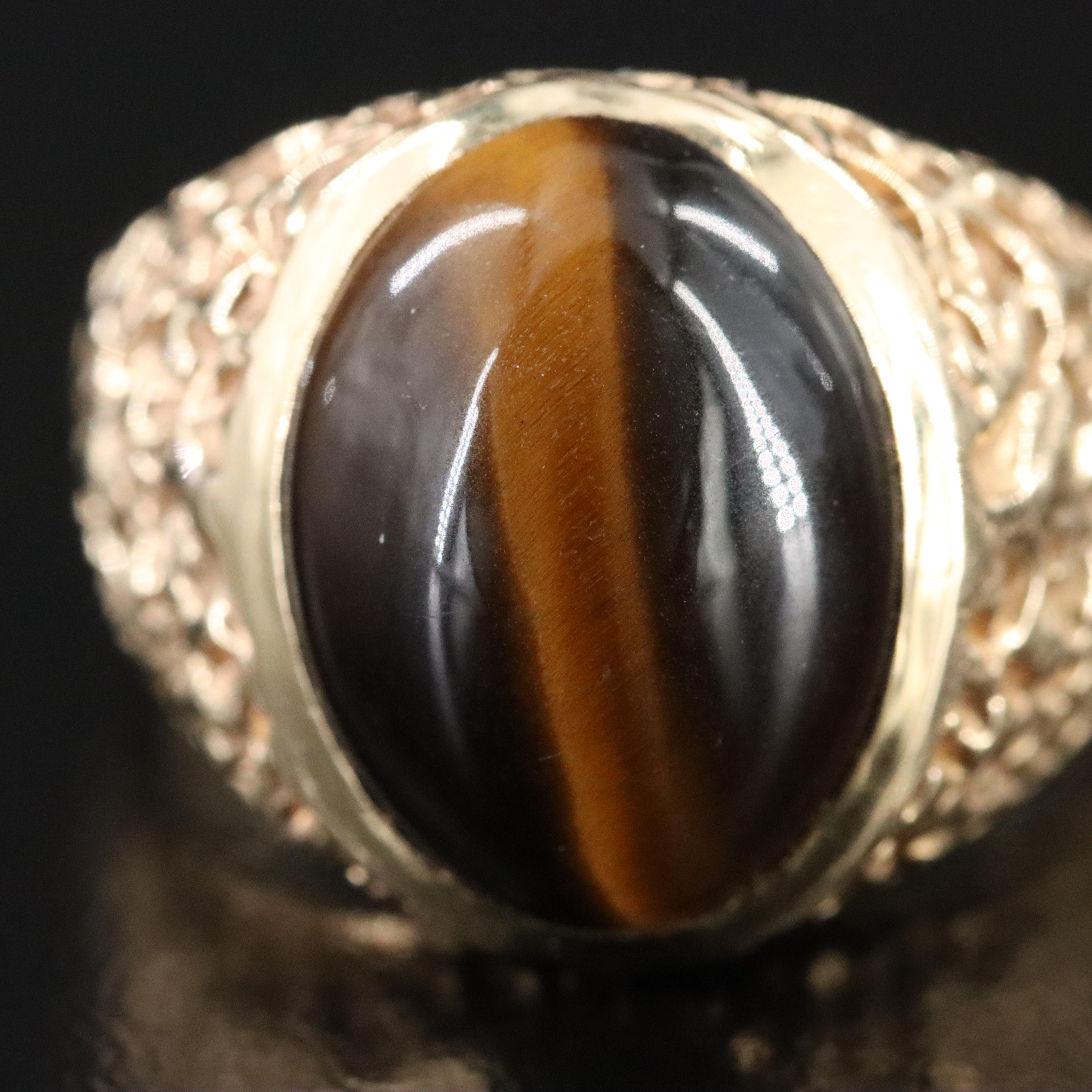 Vintage 14K Tiger's Eye Nugget Style Ring