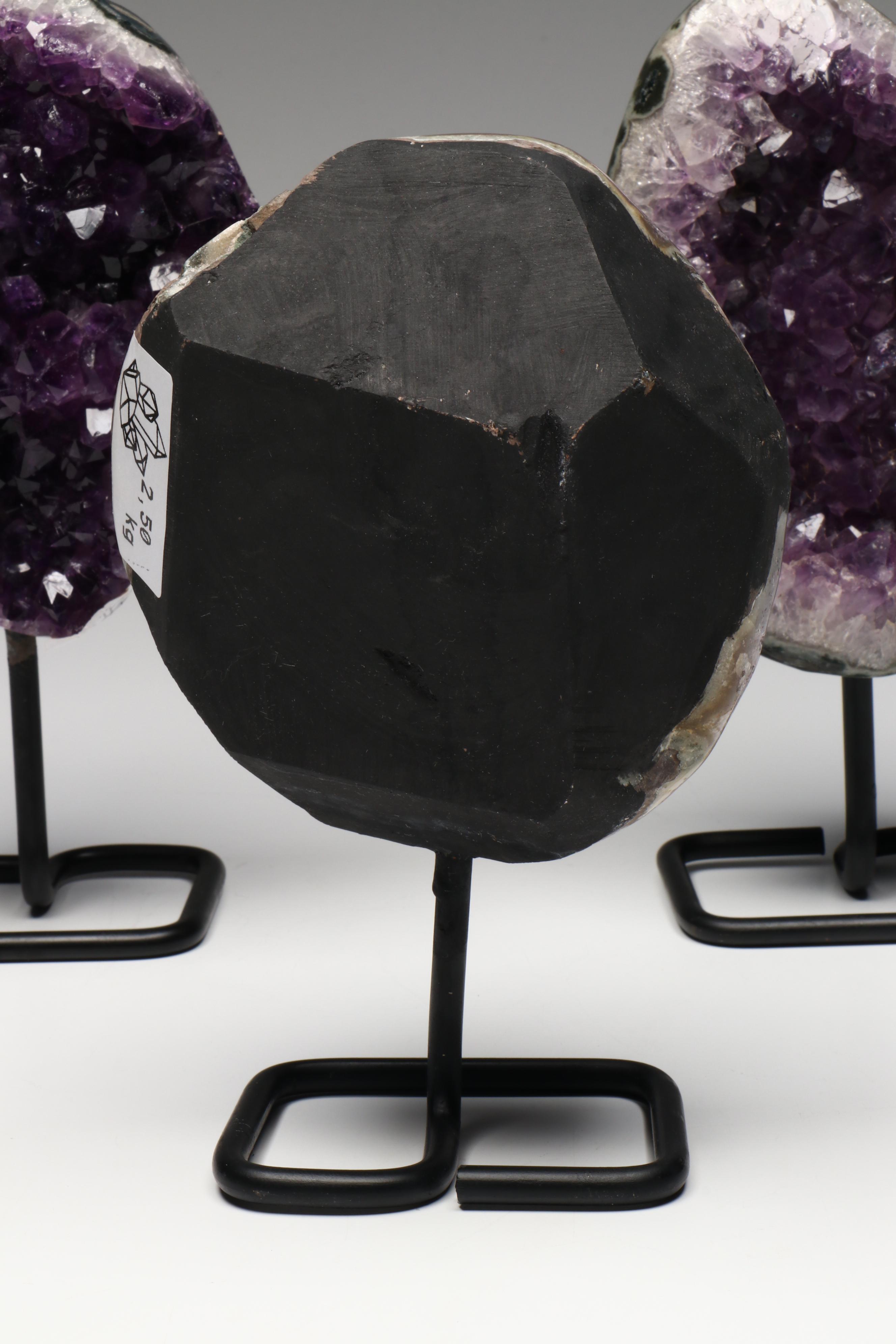 Amethyst Geode Specimens on Custom Metal Stands