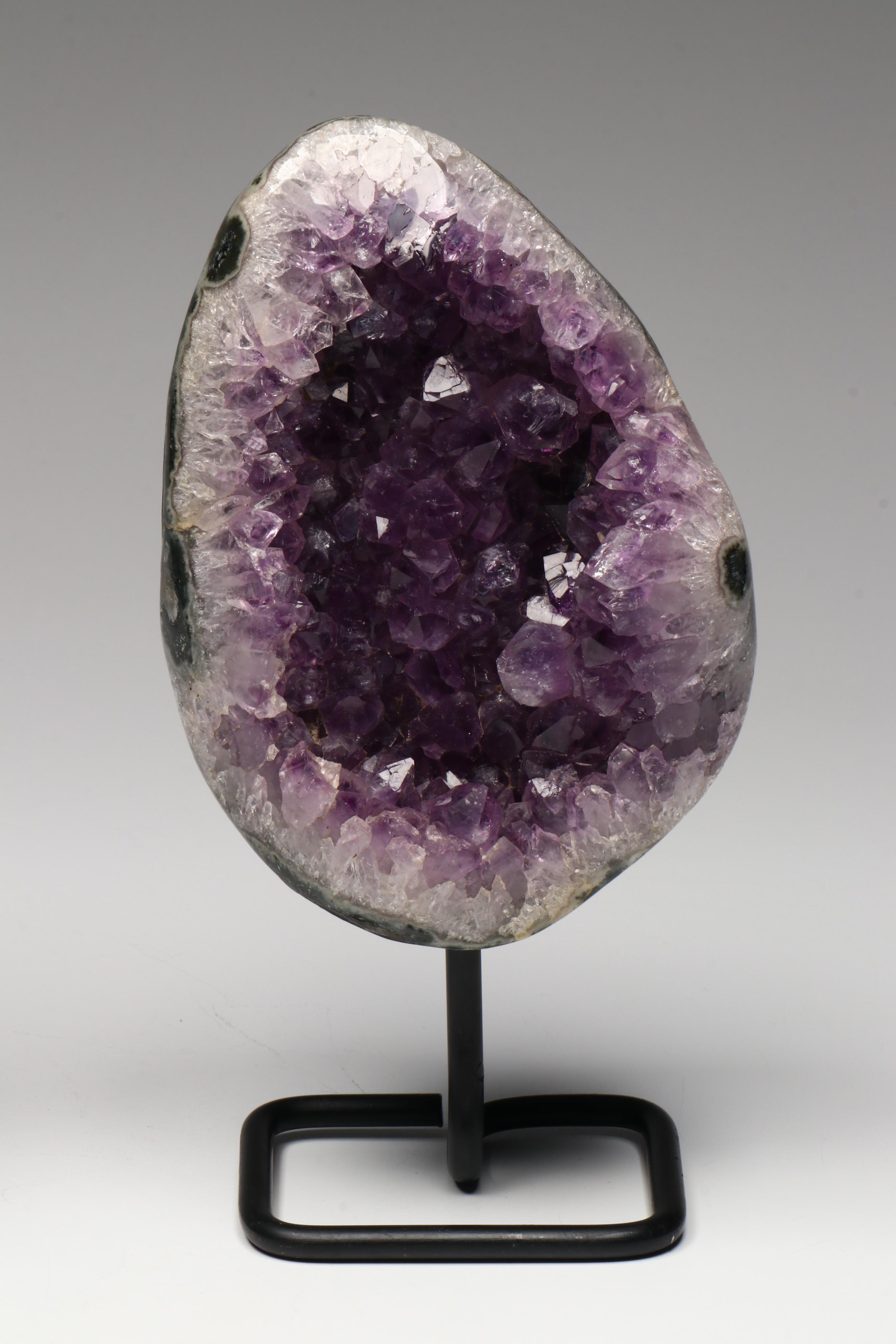 Amethyst Geode Specimens on Custom Metal Stands
