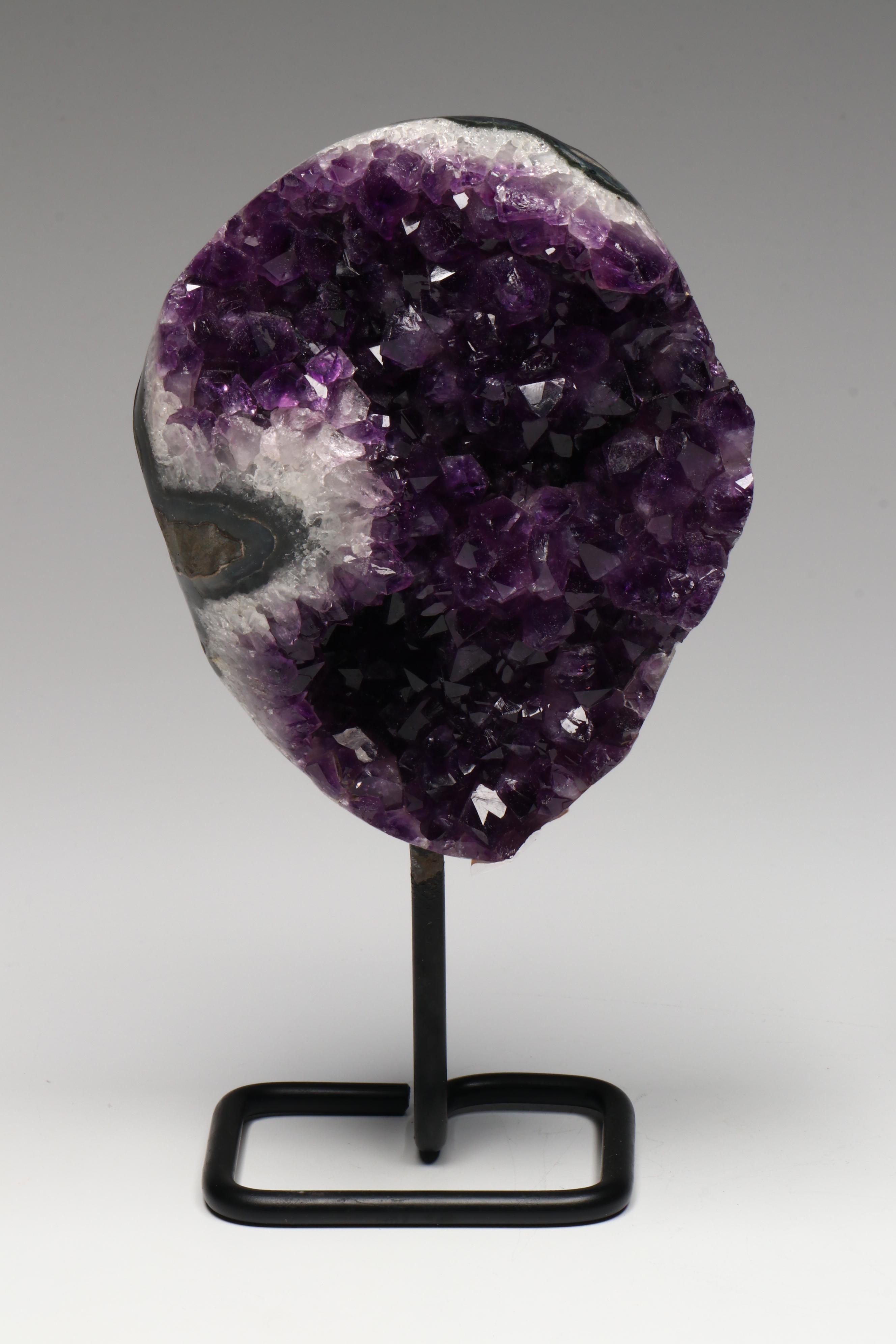 Amethyst Geode Specimens on Custom Metal Stands