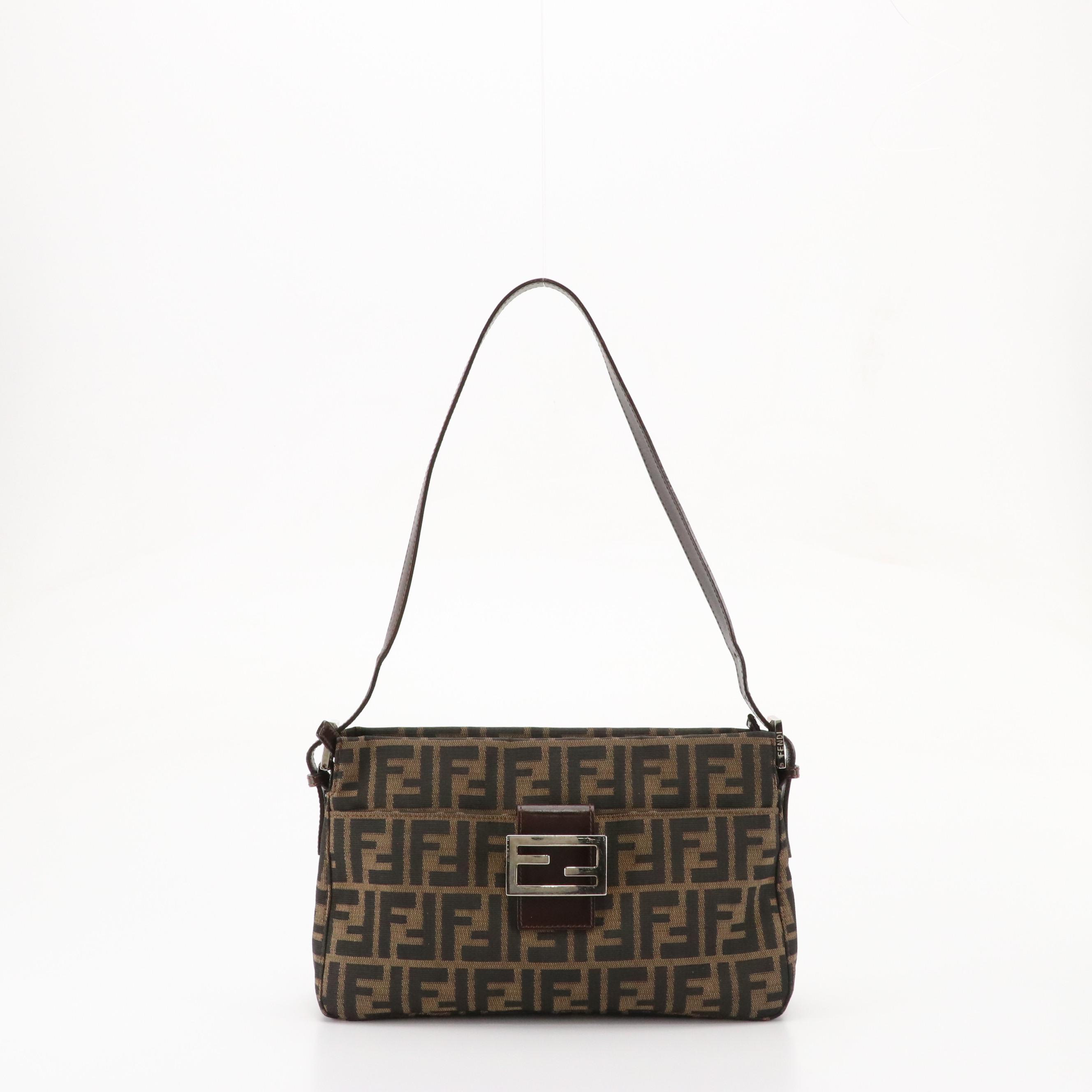 Fendi Zucca Jacquard Canvas and Leather Shoulder Bag
