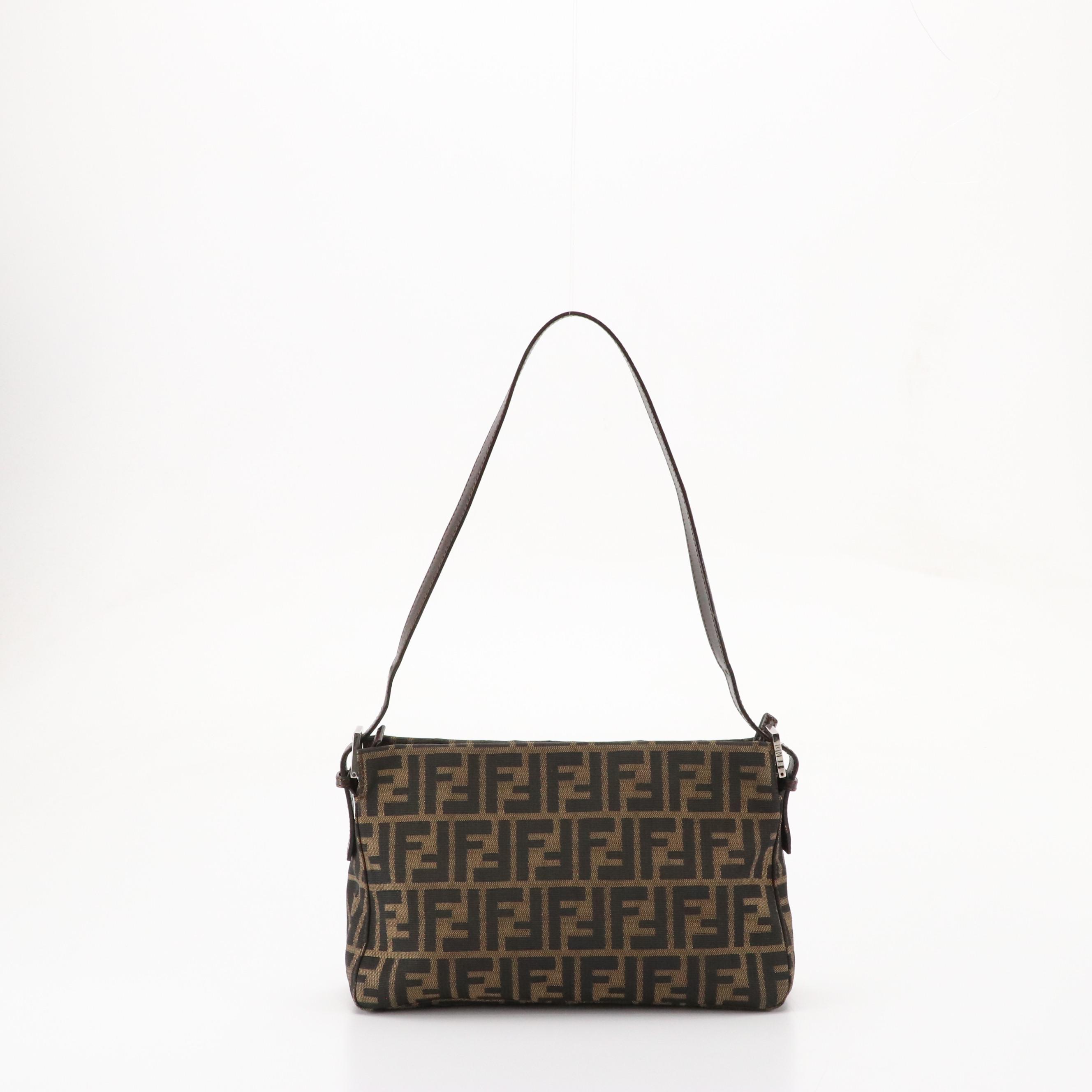 Fendi Zucca Jacquard Canvas and Leather Shoulder Bag