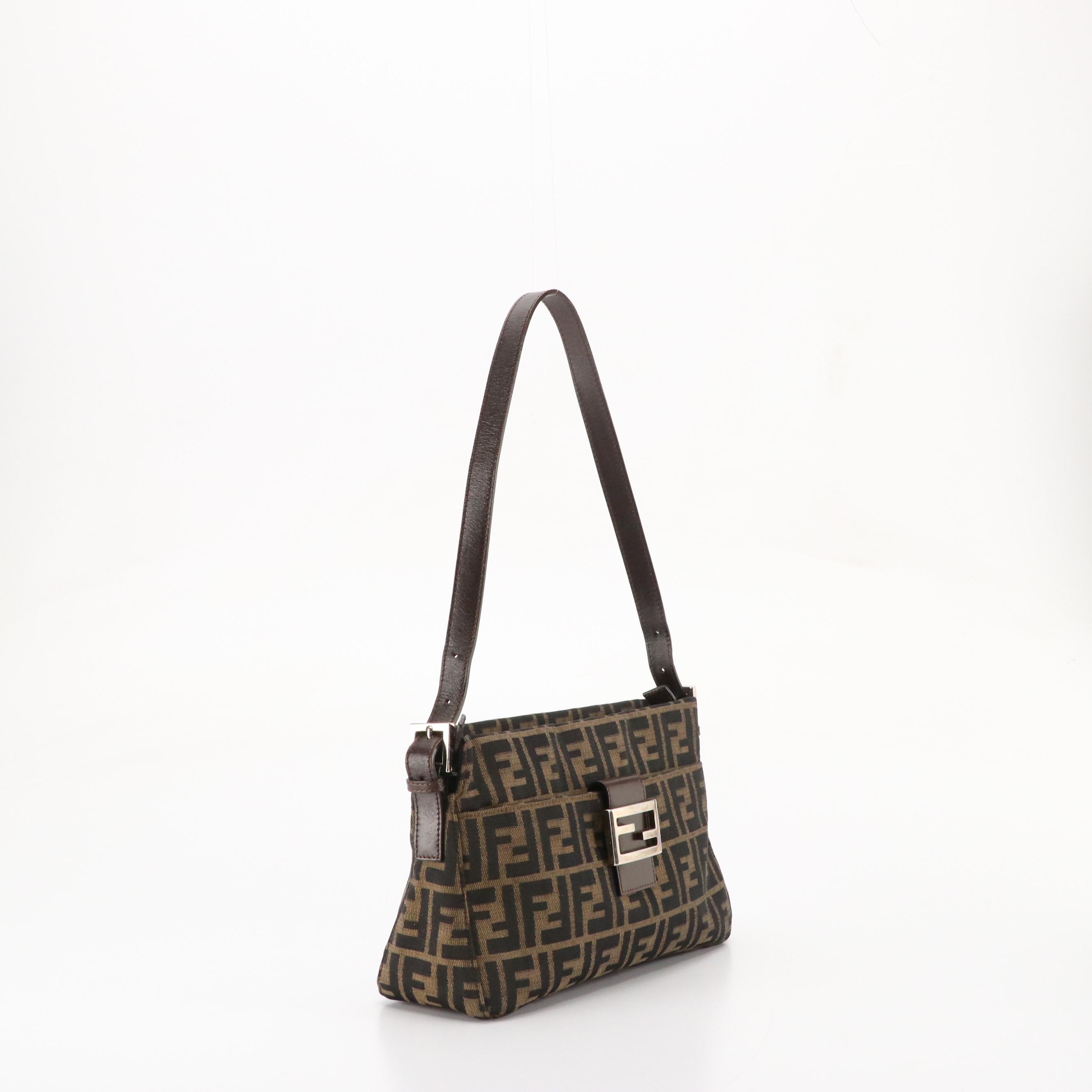 Fendi Zucca Jacquard Canvas and Leather Shoulder Bag