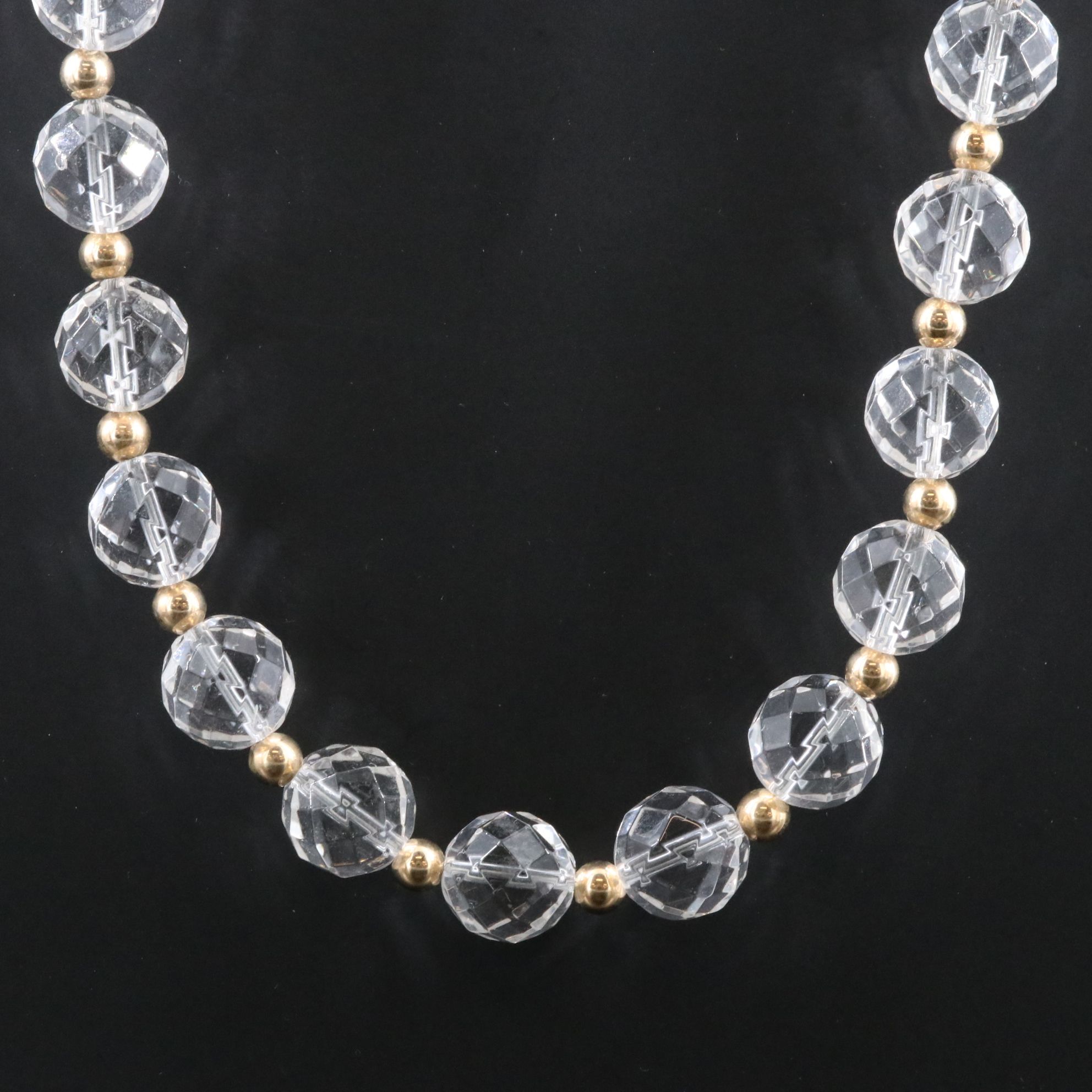 14K Rock Crystal Quartz Bead Necklace