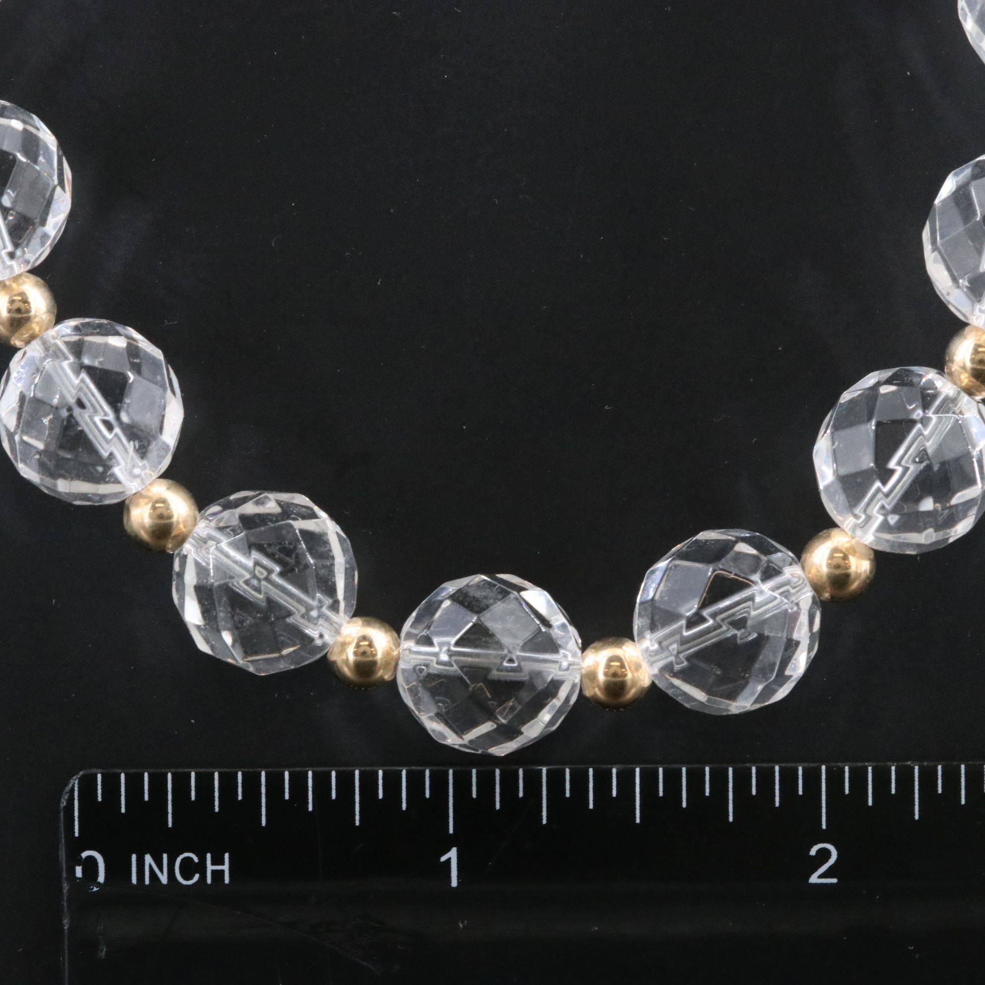 14K Rock Crystal Quartz Bead Necklace