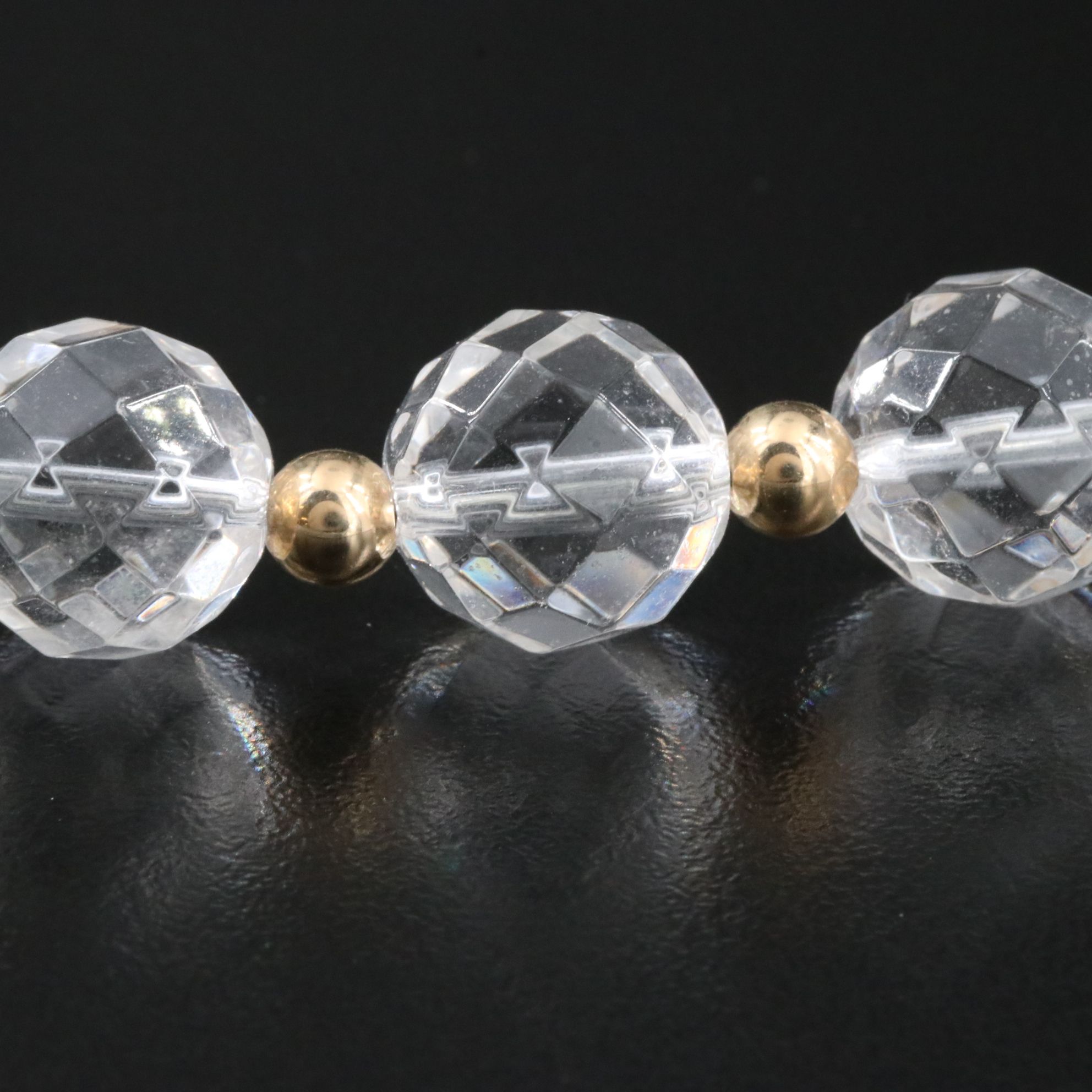 14K Rock Crystal Quartz Bead Necklace