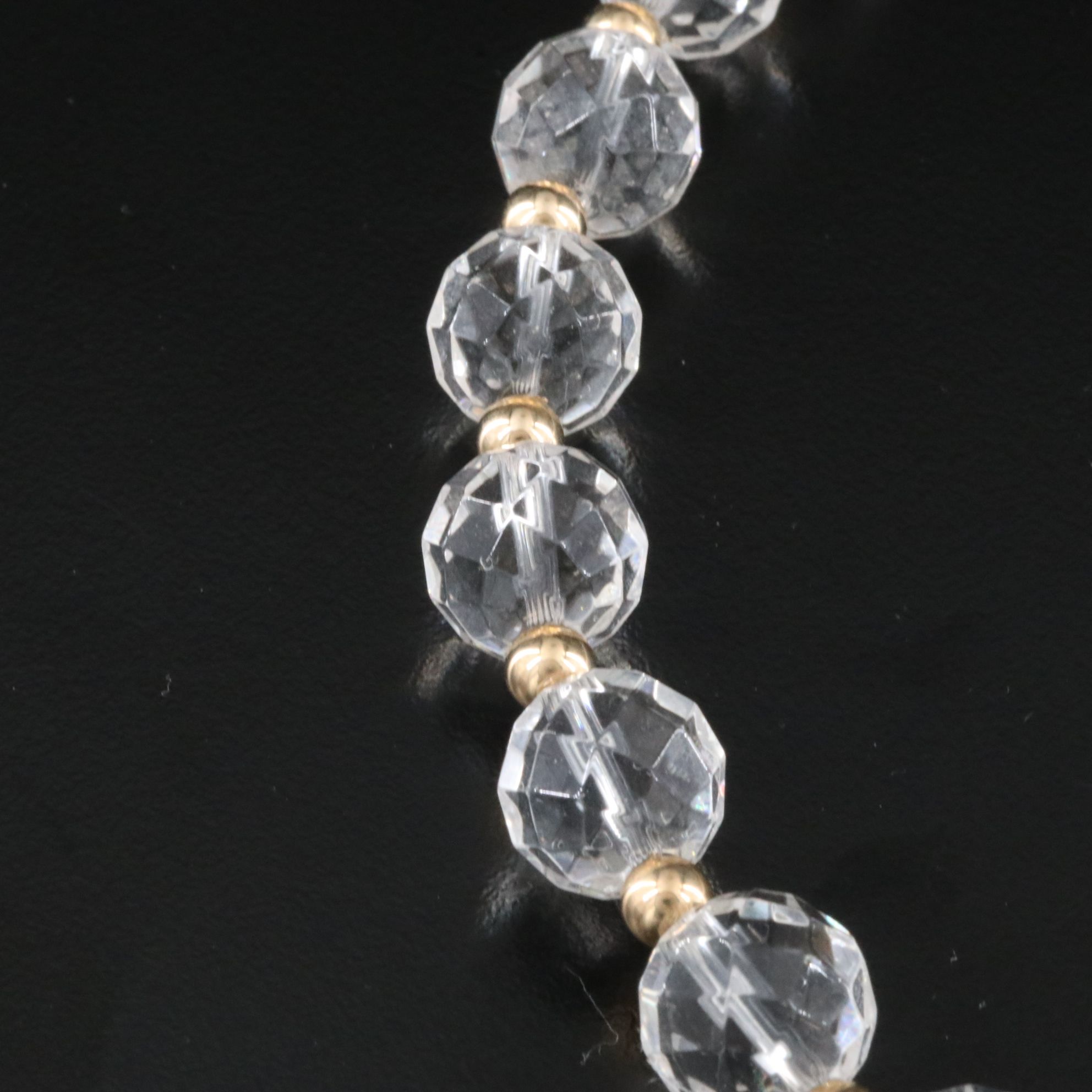 14K Rock Crystal Quartz Bead Necklace