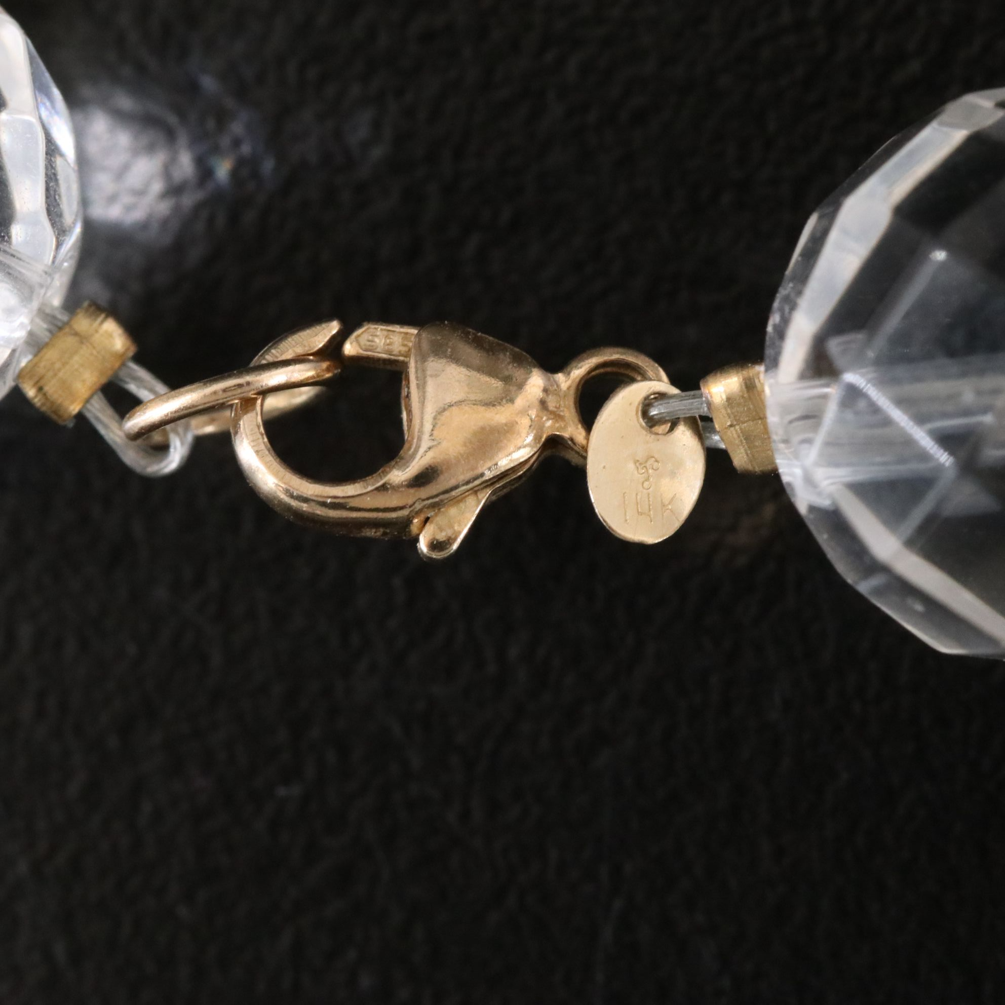 14K Rock Crystal Quartz Bead Necklace